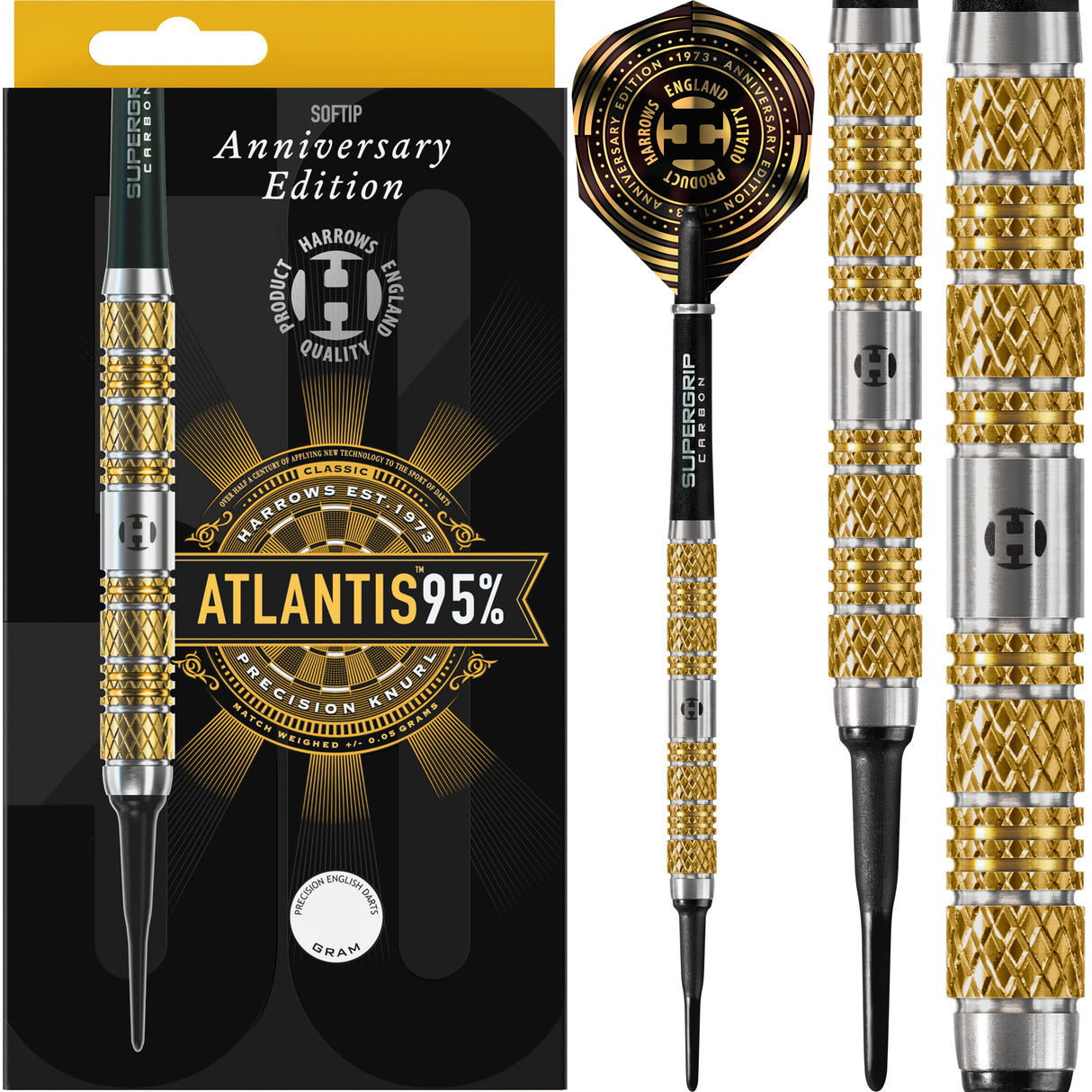 Harrows Atlantis Darts - Soft Tip - 95% - Anniversary Edition - Gold Titanium