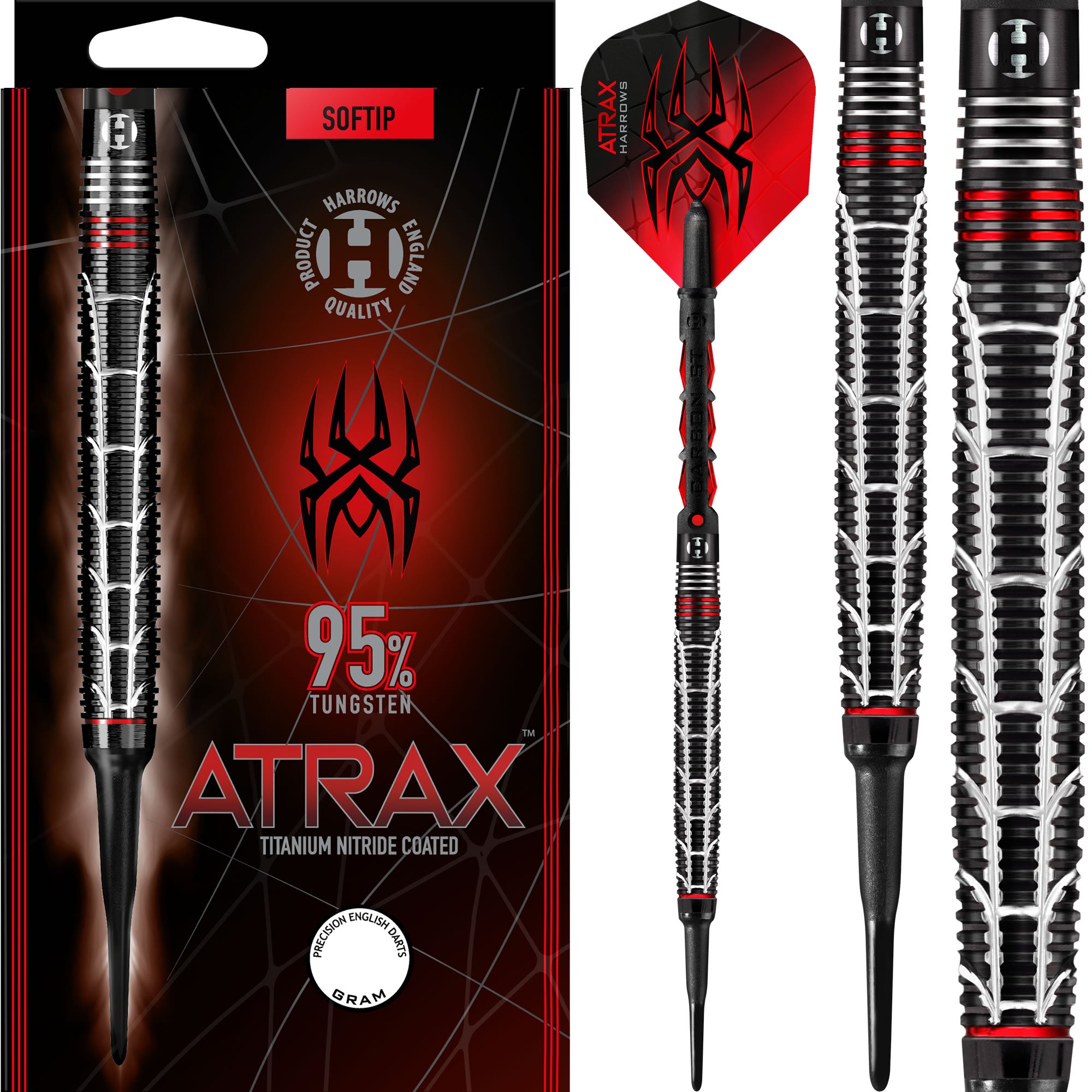 Harrows Atrax Darts - Soft Tip - 95% - Black Titanium