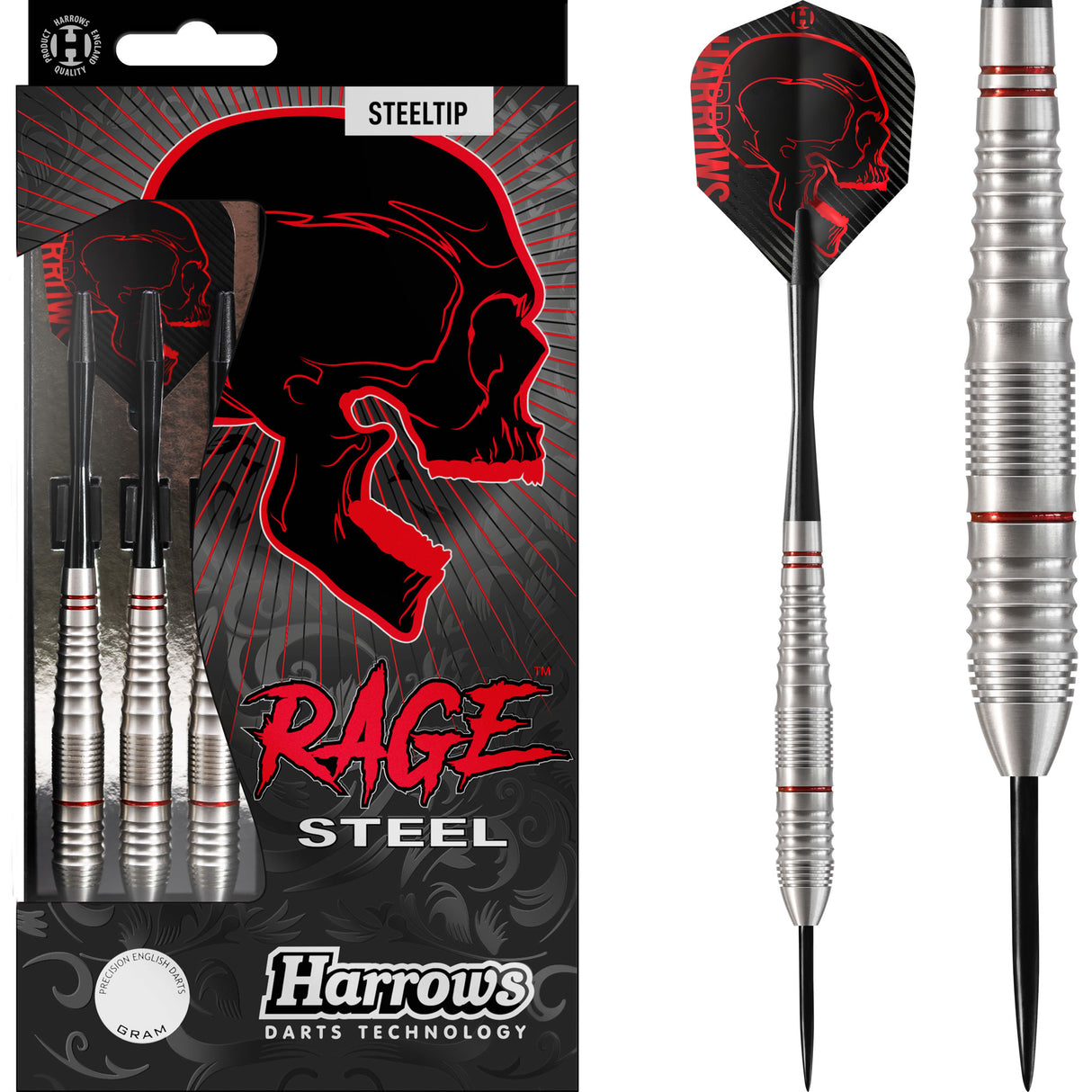 Harrows Rage Darts - Steel Tip - Stainless