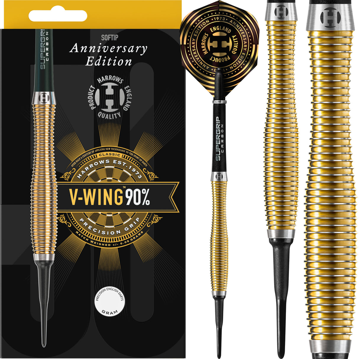 Harrows V Wing Darts - Soft Tip - 90% - Anniversary Edition - Gold Titanium