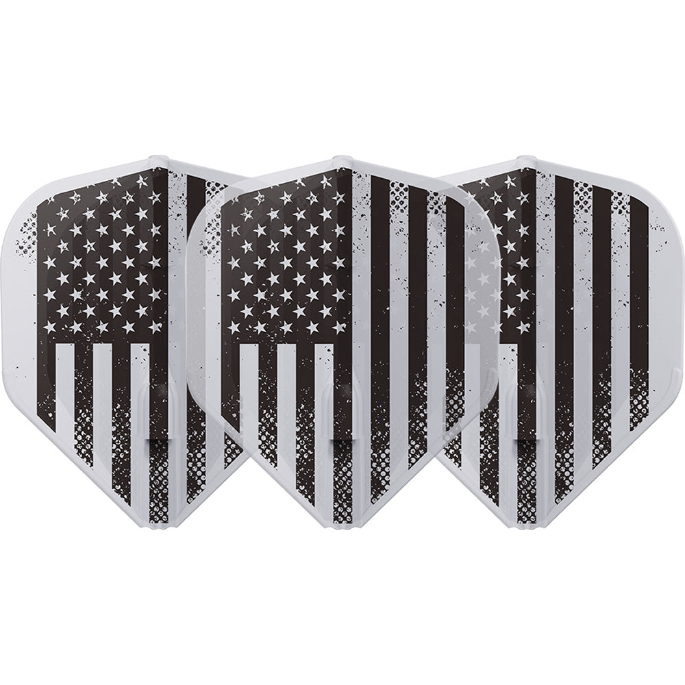 L-Style - EZ L-Flights - Integrated Champagne Ring - L1EZ - American Flag v4 - Clear White