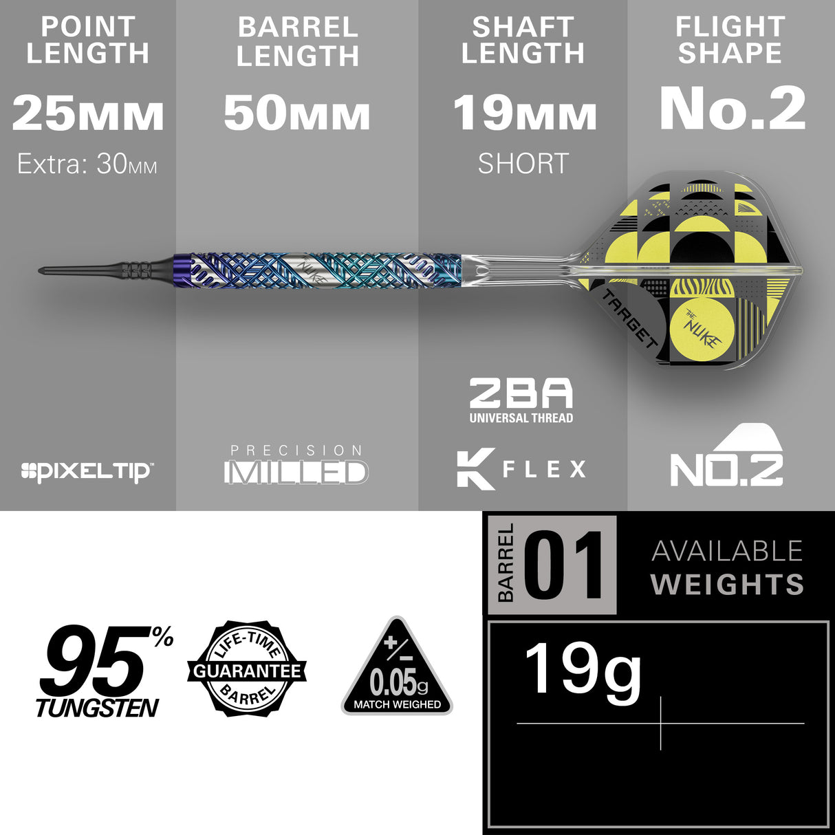 Target Luke Littler Darts - Soft Tip - 95% Tungsten - Edge