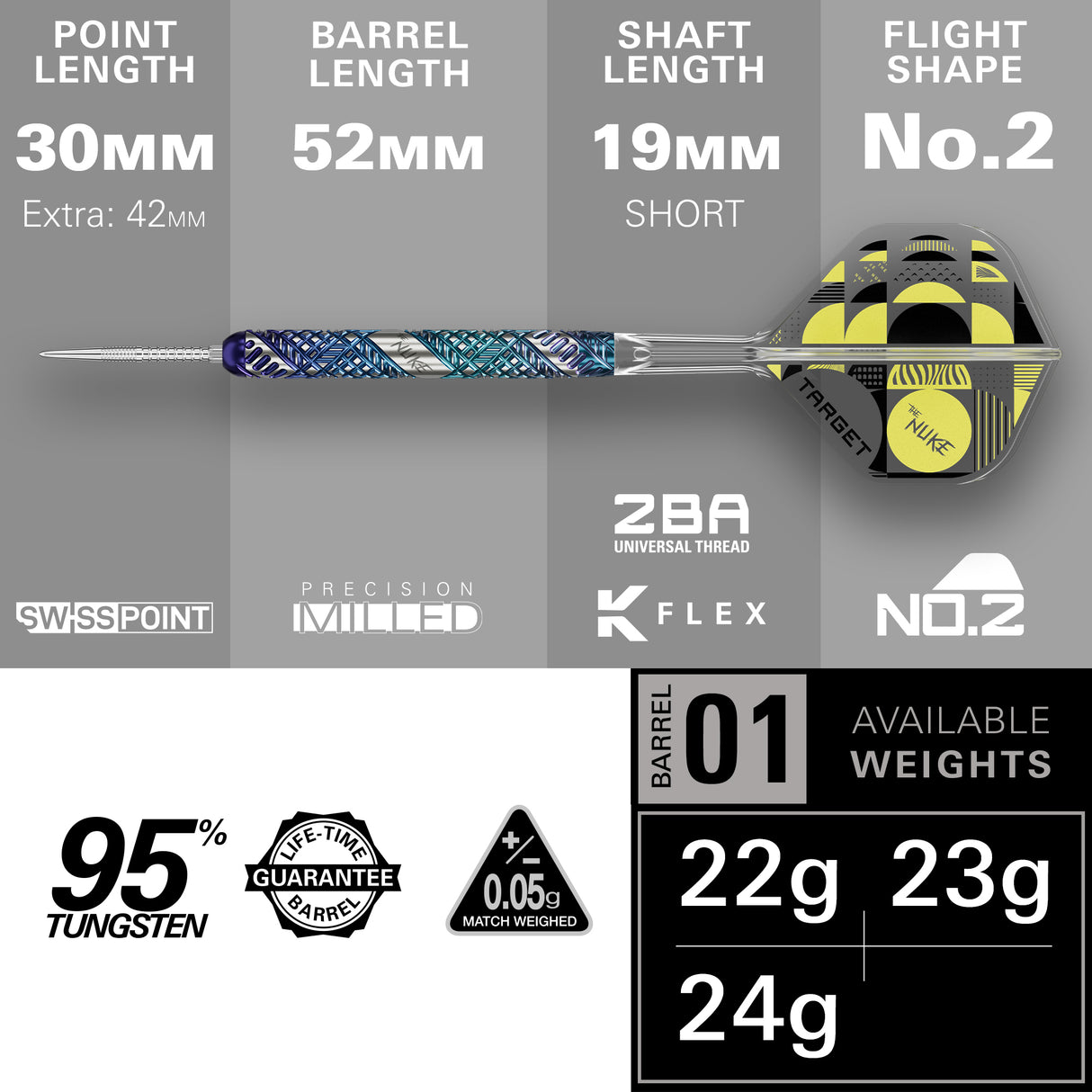 Target Luke Littler Darts - Steel Tip - 95% Tungsten - Edge