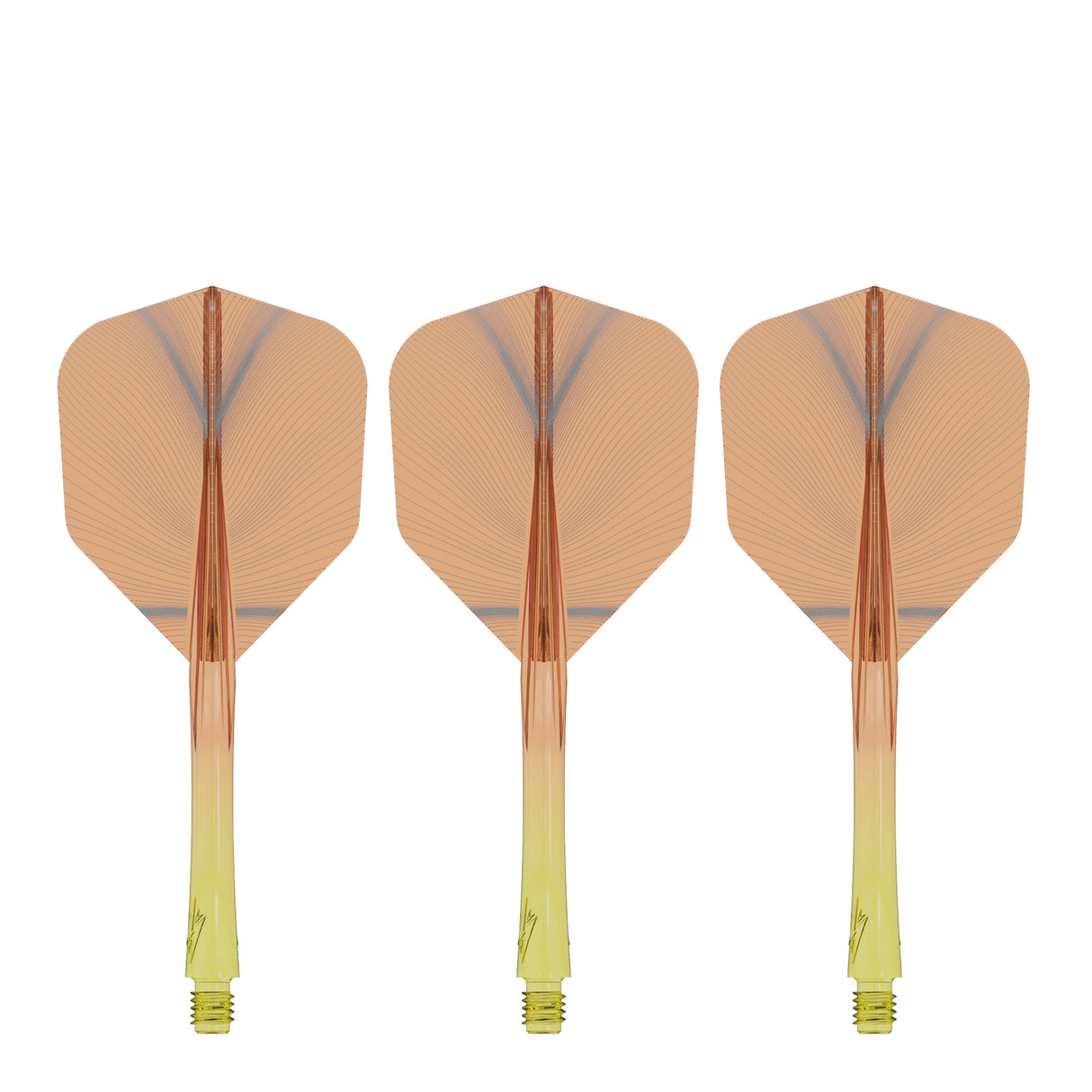 Caliburn SUP Flights - Moulded Shaft and Flight -  Standard No6 - Feather - Yellow & Orange