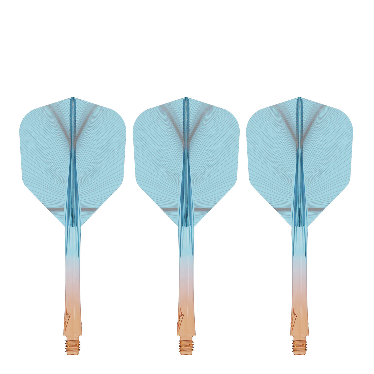 Caliburn SUP Flights - Moulded Shaft and Flight -  Standard No6 - Feather - Orange & Blue