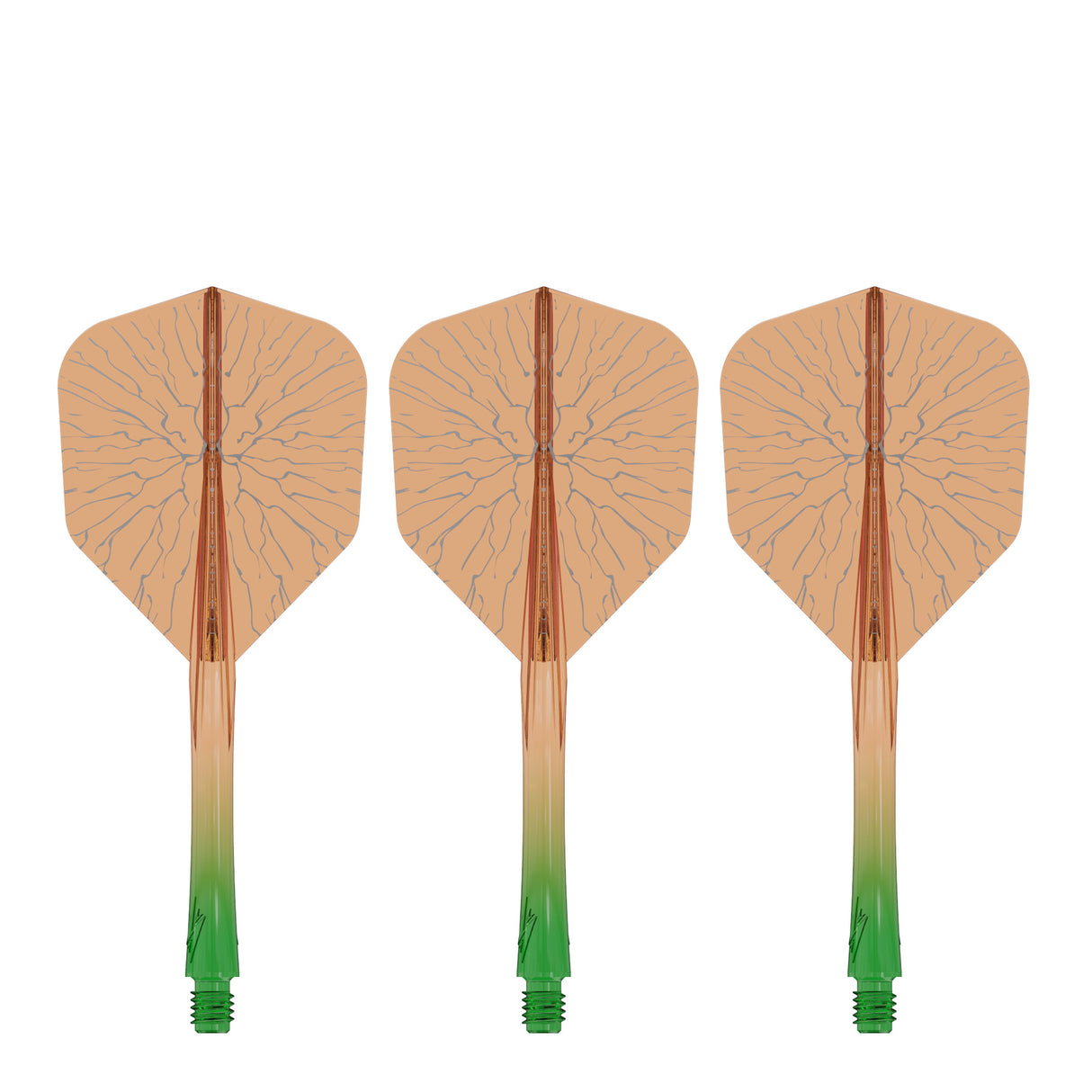 Caliburn SUP Flights - Moulded Shaft and Flight -  Standard No6 - Crack - Green & Orange