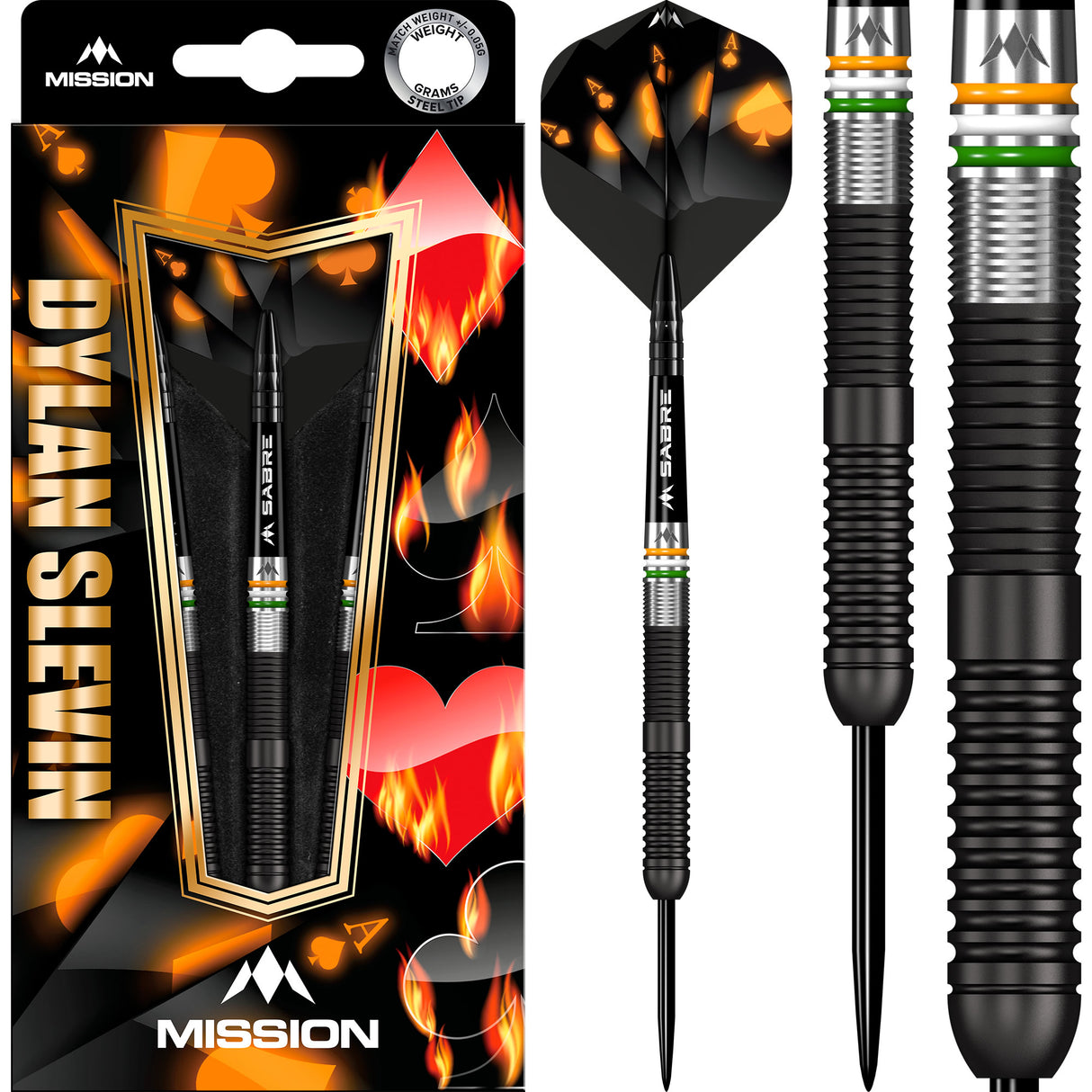 Mission Dylan Slevin Darts - Steel Tip - 90% - Black Titanium - Oceans