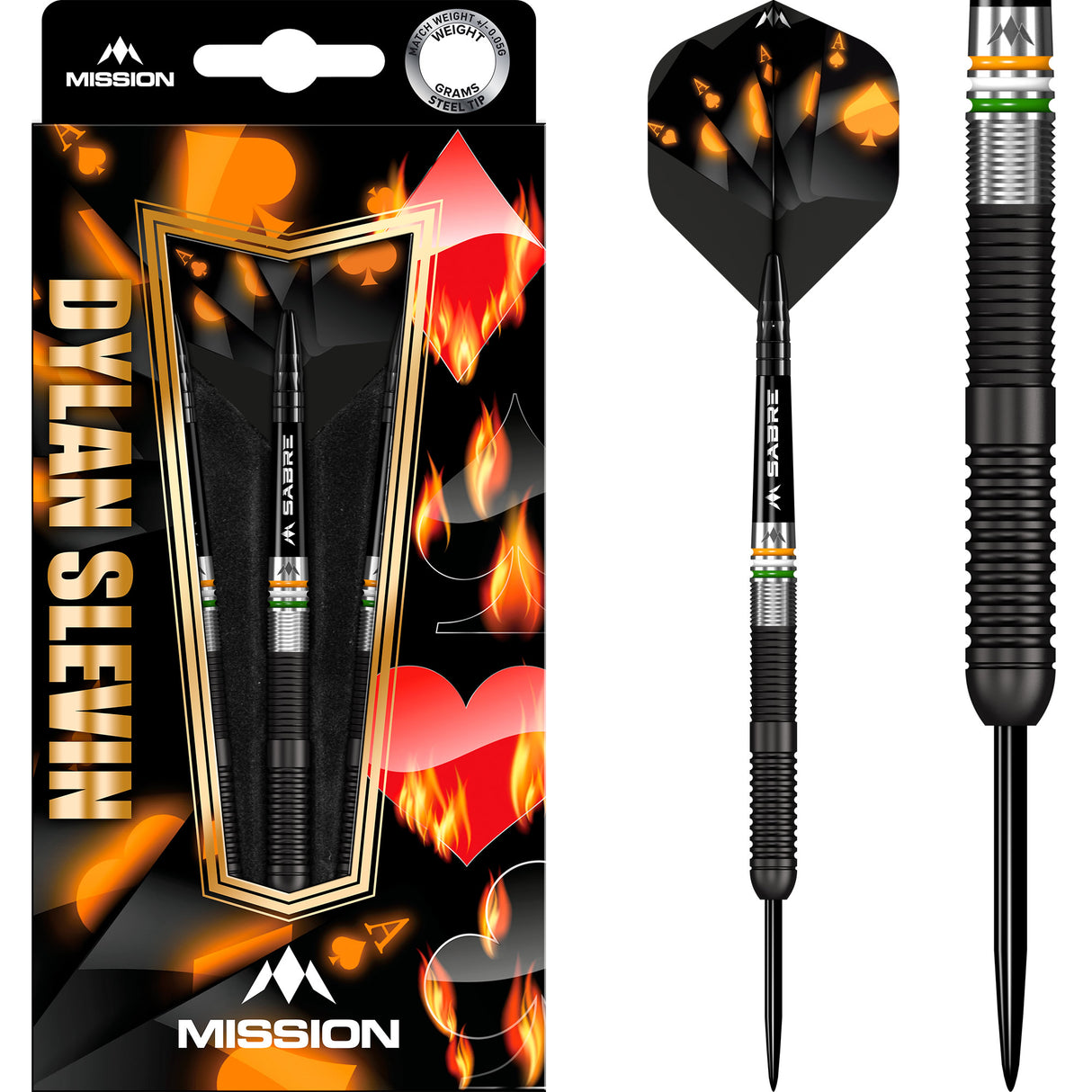 Mission Dylan Slevin Darts - Steel Tip - 90% - Black Titanium - Oceans