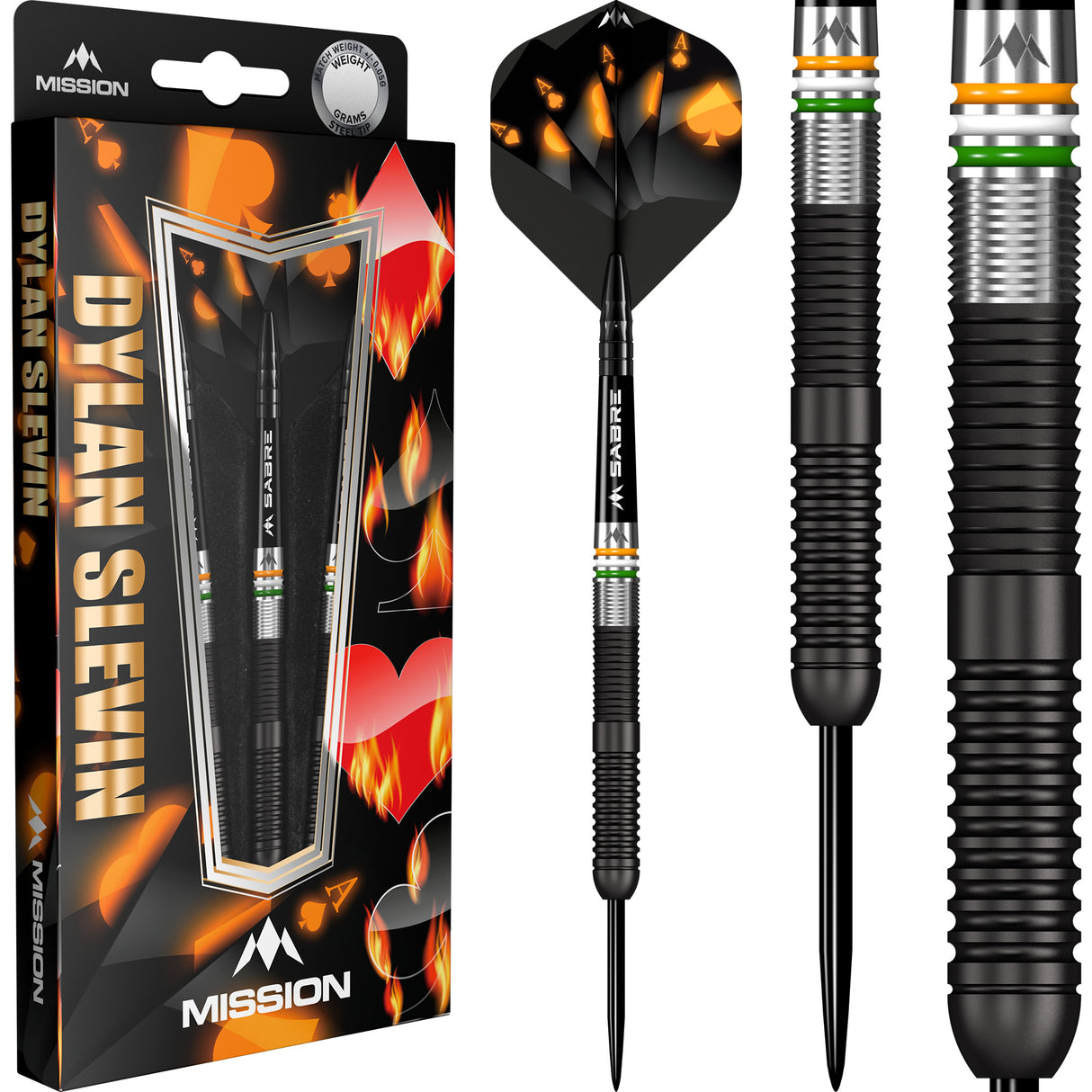 Mission Dylan Slevin Darts - Steel Tip - 90% - Black Titanium - Oceans