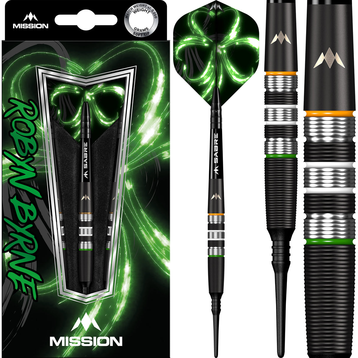 Mission Robyn Byrne Darts - Soft Tip - 90% - Black Titanium