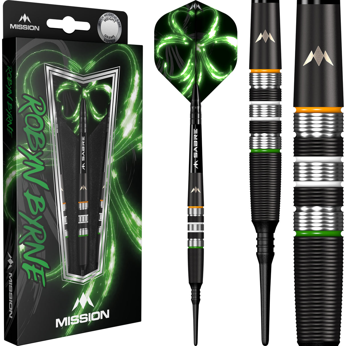 Mission Robyn Byrne Darts - Soft Tip - 90% - Black Titanium