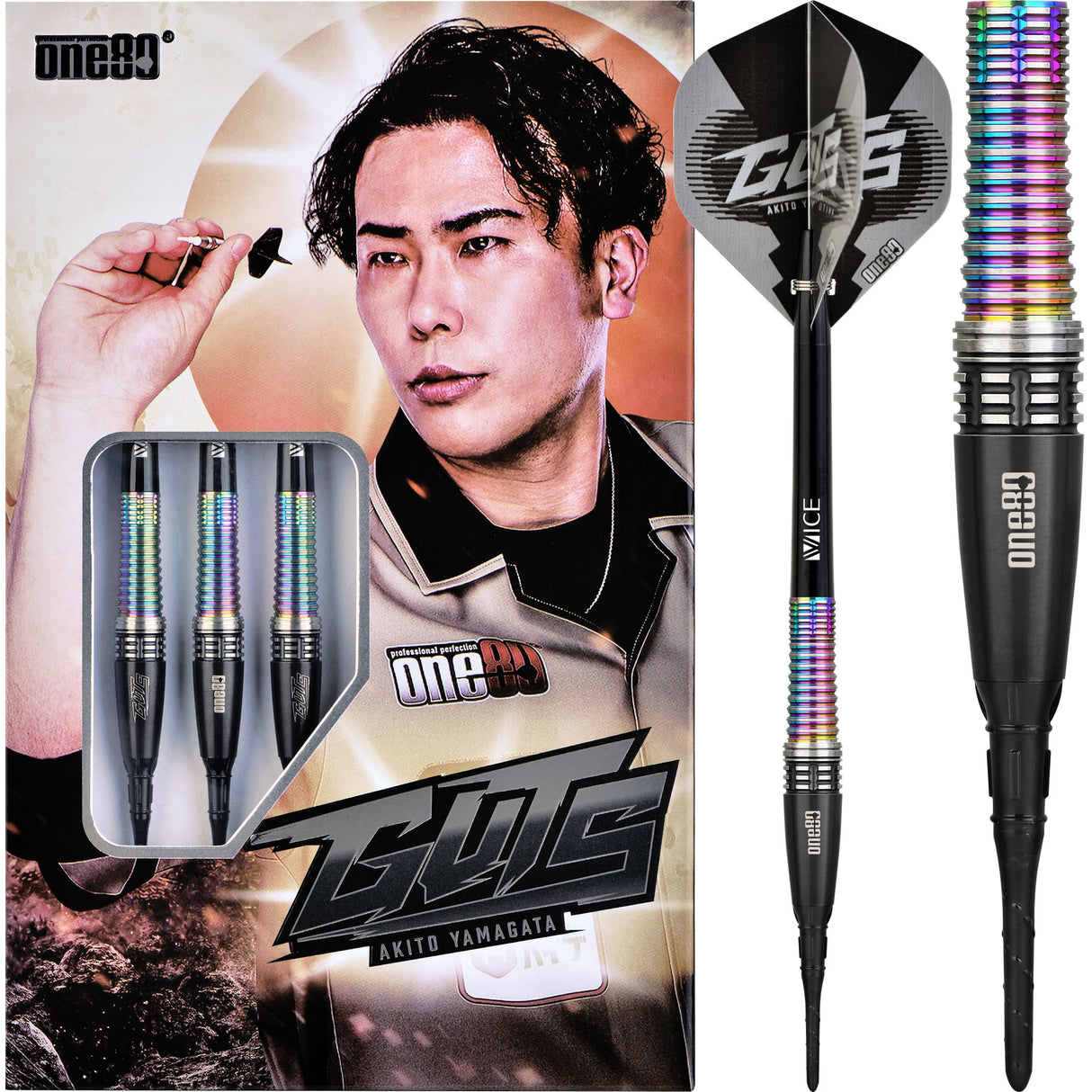 *One80 Akito Yamagata Darts Soft Tip Guts Signature Darts Blac