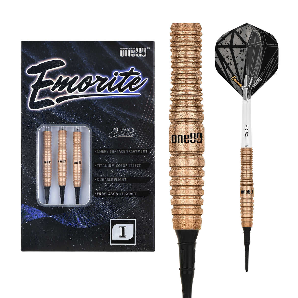 One80 Emorite 01 Darts - Soft Tip - 90% Tungsten - Rose Gold