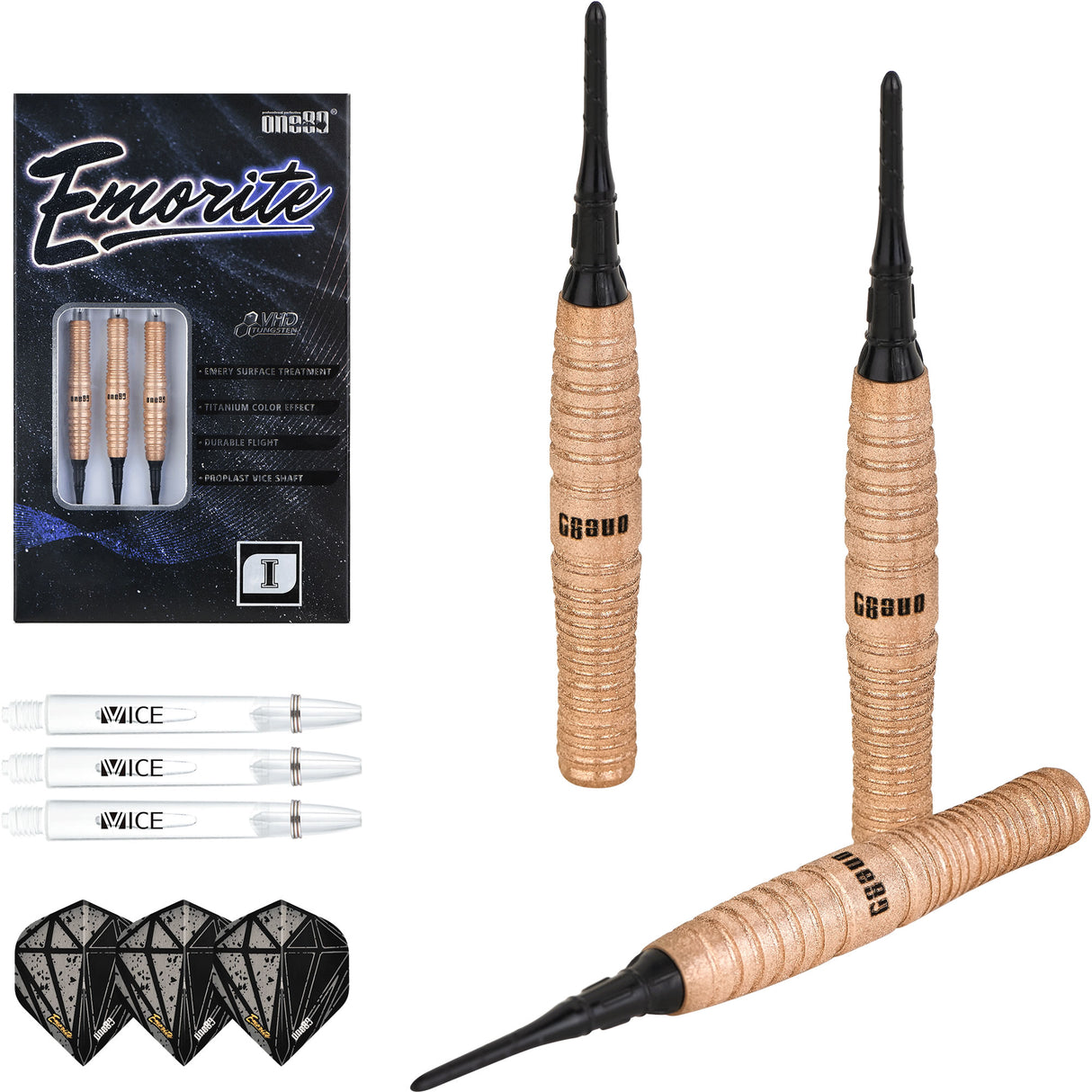 One80 Emorite 01 Darts - Soft Tip - 90% Tungsten - Rose Gold