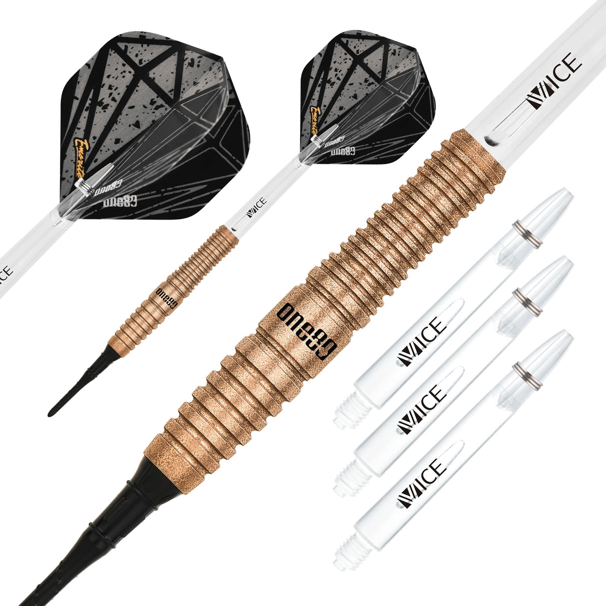 One80 Emorite 01 Darts - Soft Tip - 90% Tungsten - Rose Gold