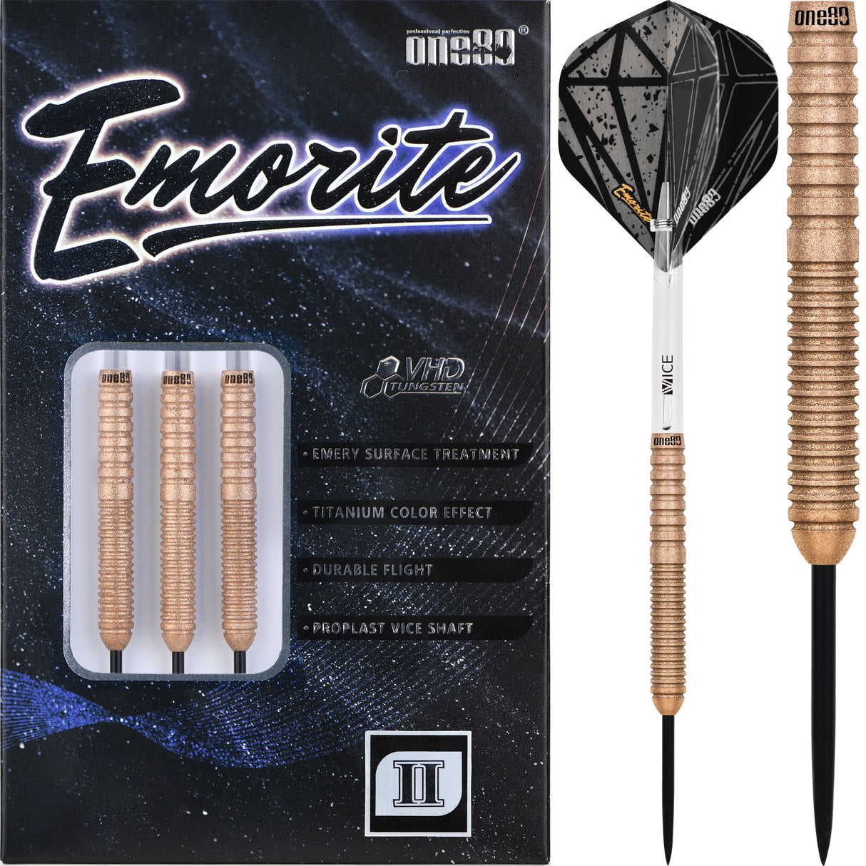 One80 Emorite 02 Darts - Steel Tip - 90% Tungsten - Rose Gold