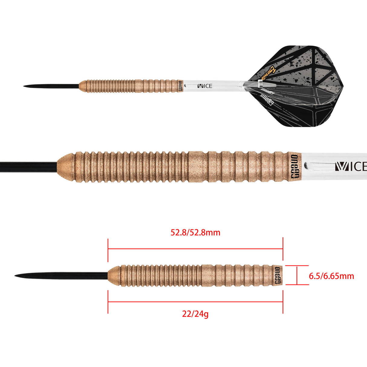 One80 Emorite 02 Darts - Steel Tip - 90% Tungsten - Rose Gold