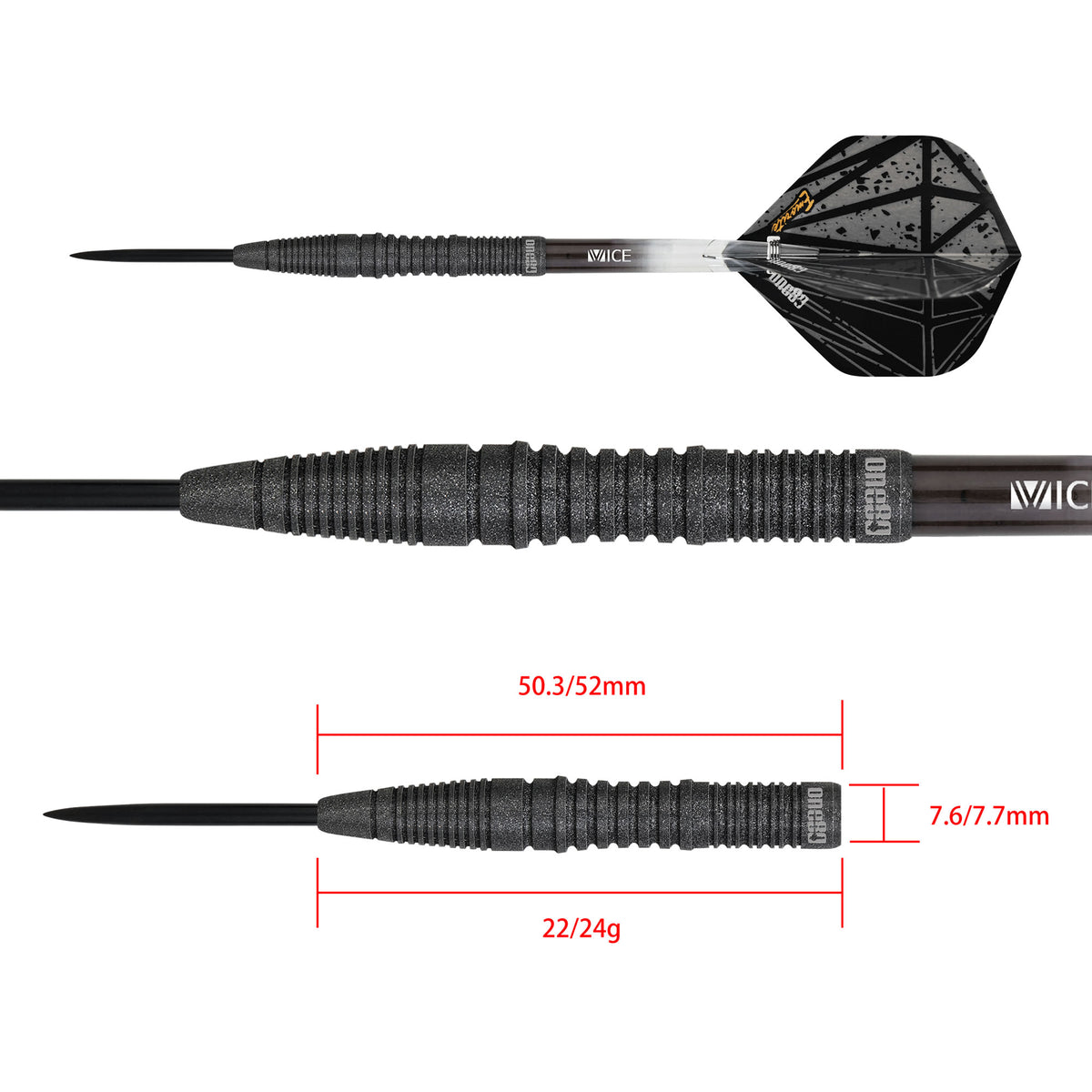 One80 Emorite 03 Darts - Steel Tip - 90% Tungsten - Black