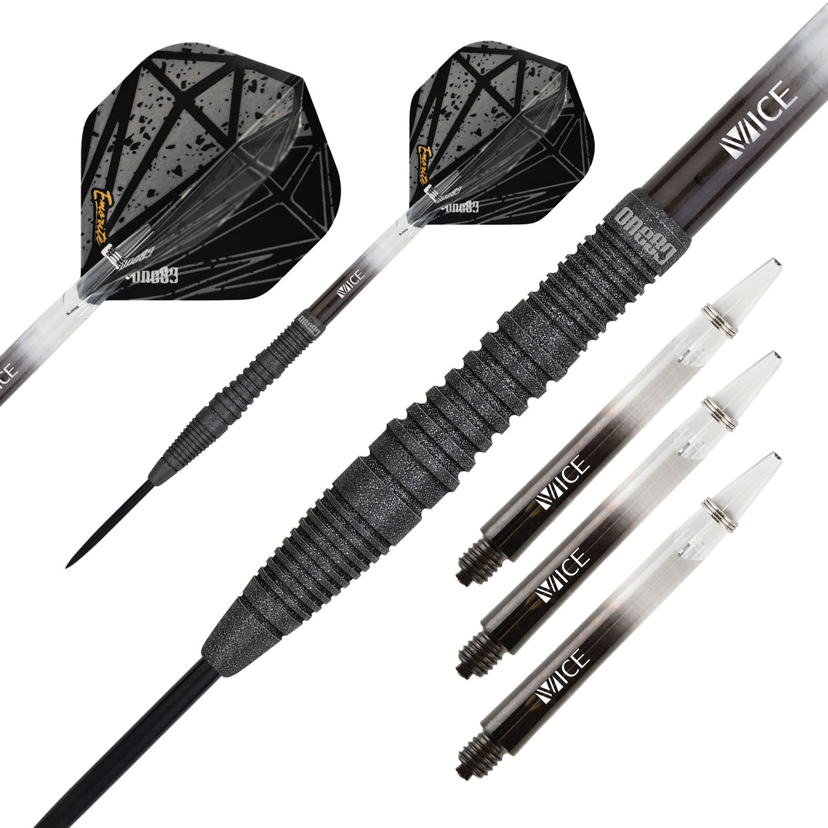 One80 Emorite 03 Darts - Steel Tip - 90% Tungsten - Black