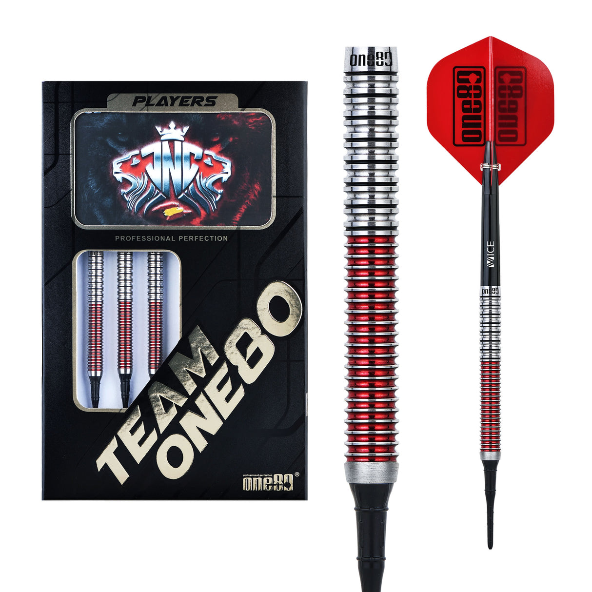 One80 Jaime Nuñez Cortes Darts - Soft Tip - JNC - Signature Darts - Electric Red