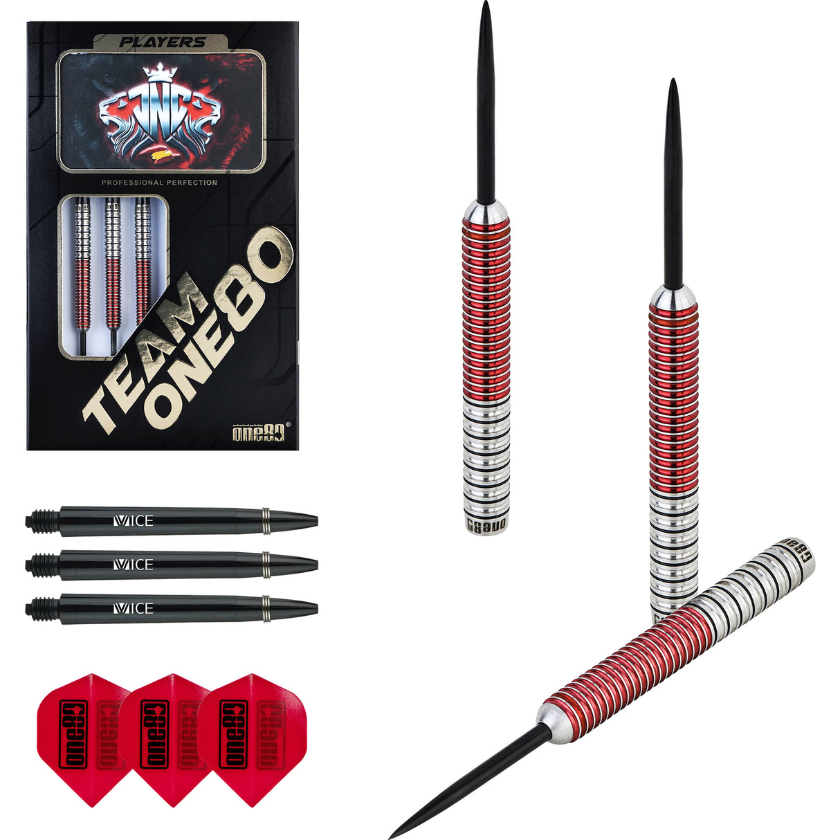 One80 Jaime Nuñez Cortes Darts - Steel Tip - JNC - Signature Darts - Electric Red