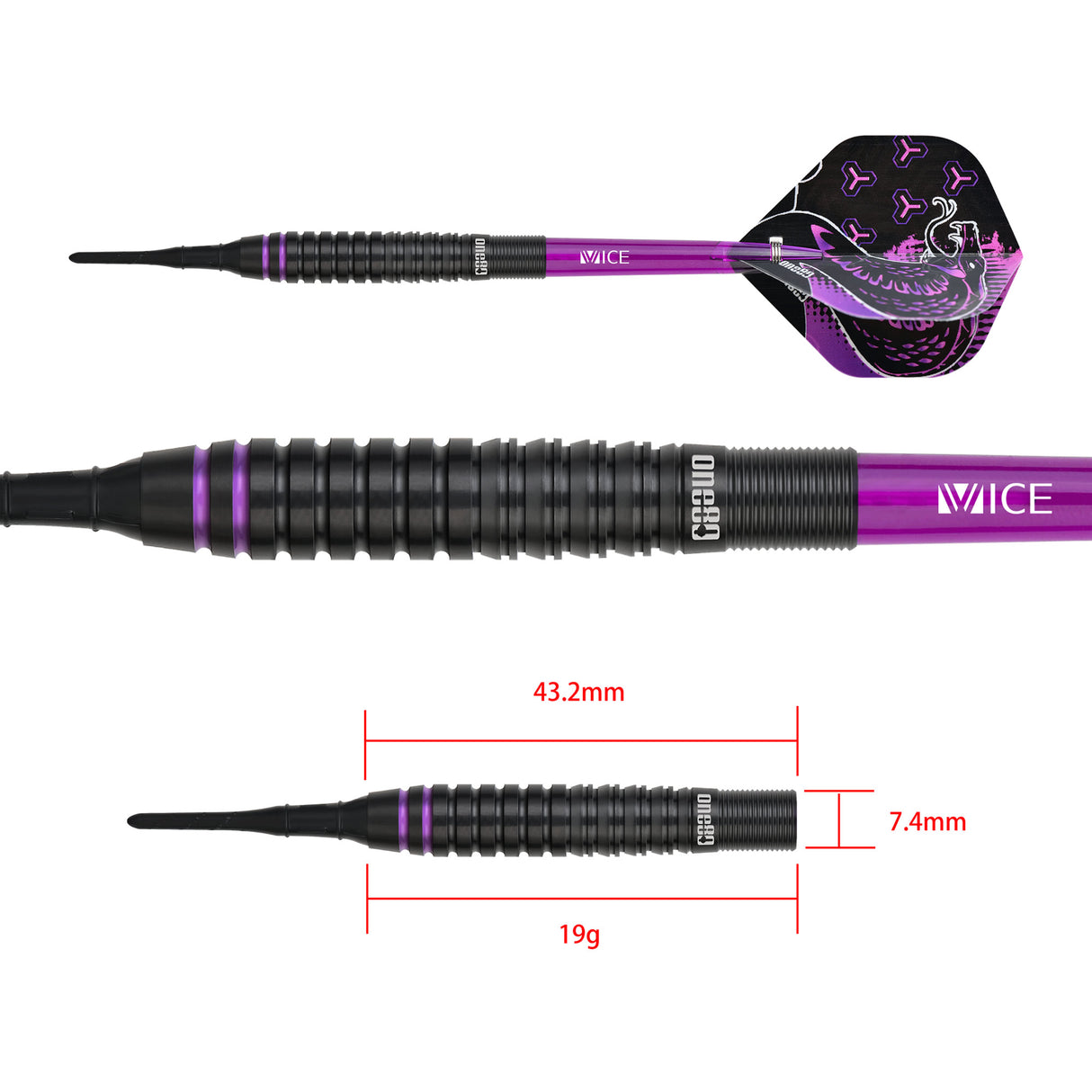 One80 Jelle Klaasen HD Darts - Soft Tip - The Cobra - Black
