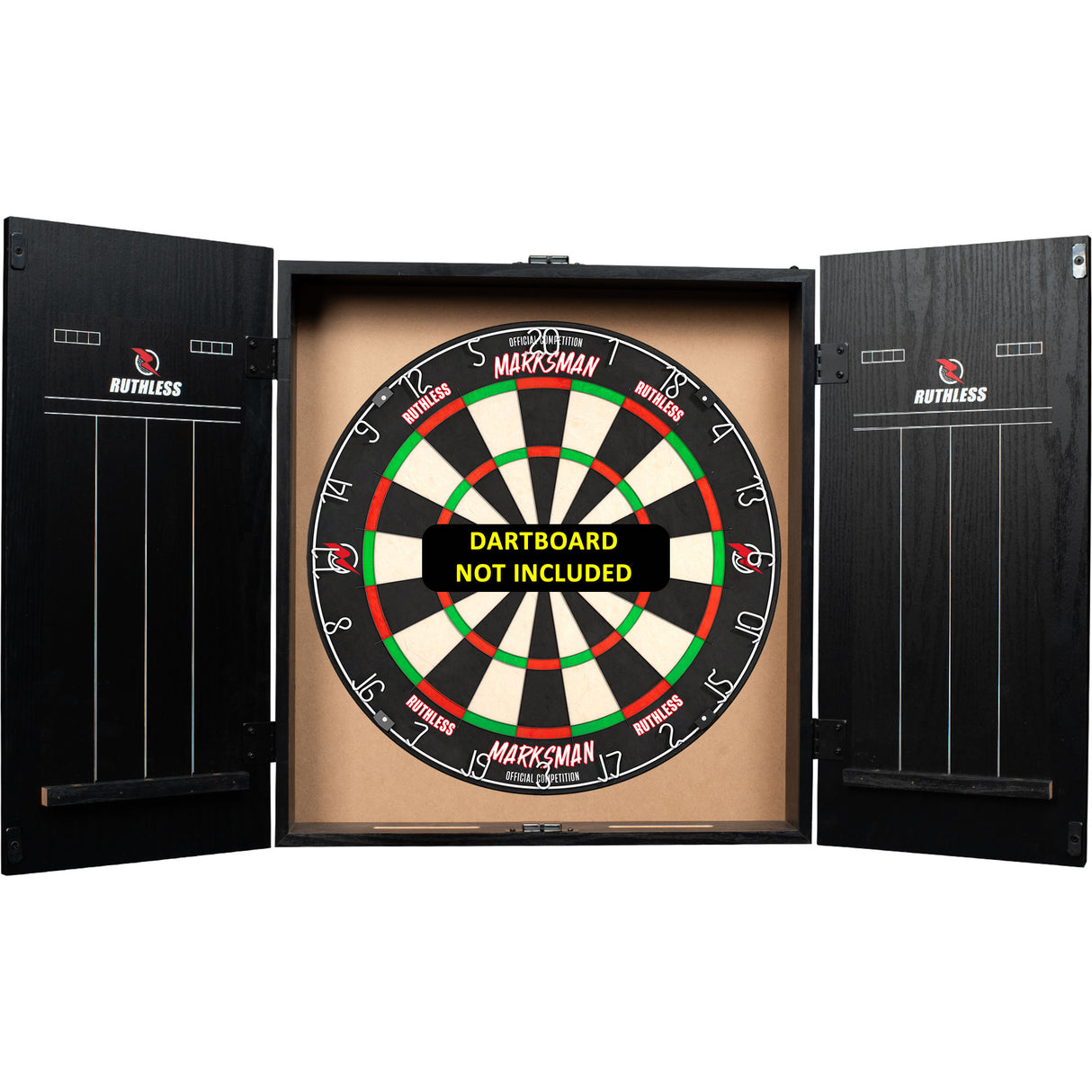 Ruthless Dartboard Cabinet - Square Design - RipTorn - Black & Red