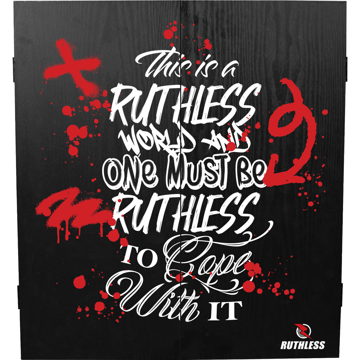 Be Ruthless Military Ruthless Dartboard Cabinet - Square Design - One Must Be Ruthless