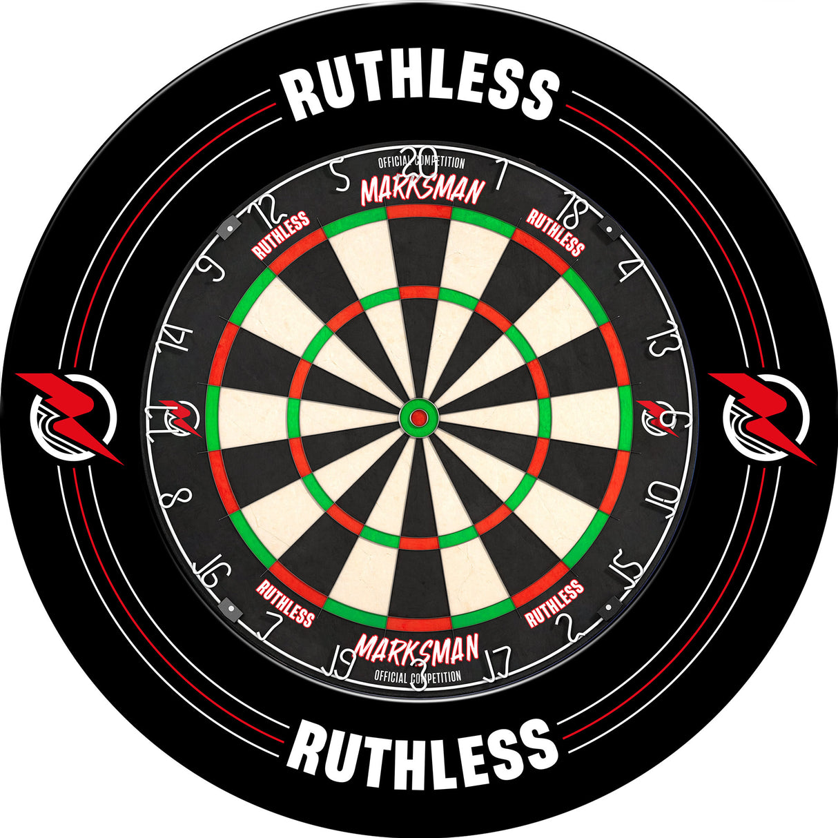 Ruthless Dartboard Surround - Professional - Printed Design - Black