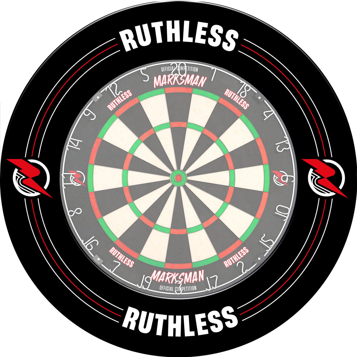 Ruthless Dartboard Surround - Professional - Printed Design - Black