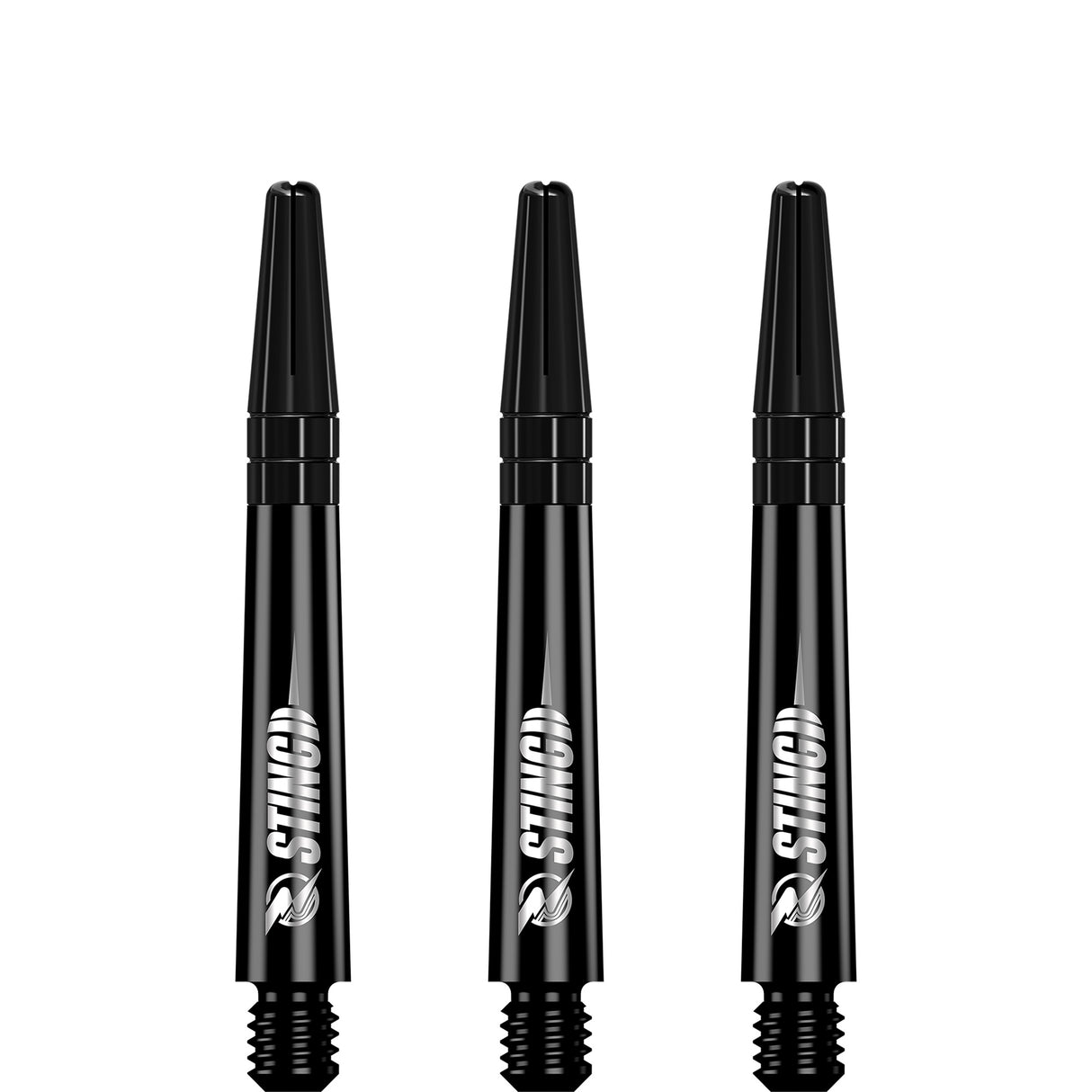 Ruthless Sting Dart Shafts - Polycarbonate - Solid Black - Black Top