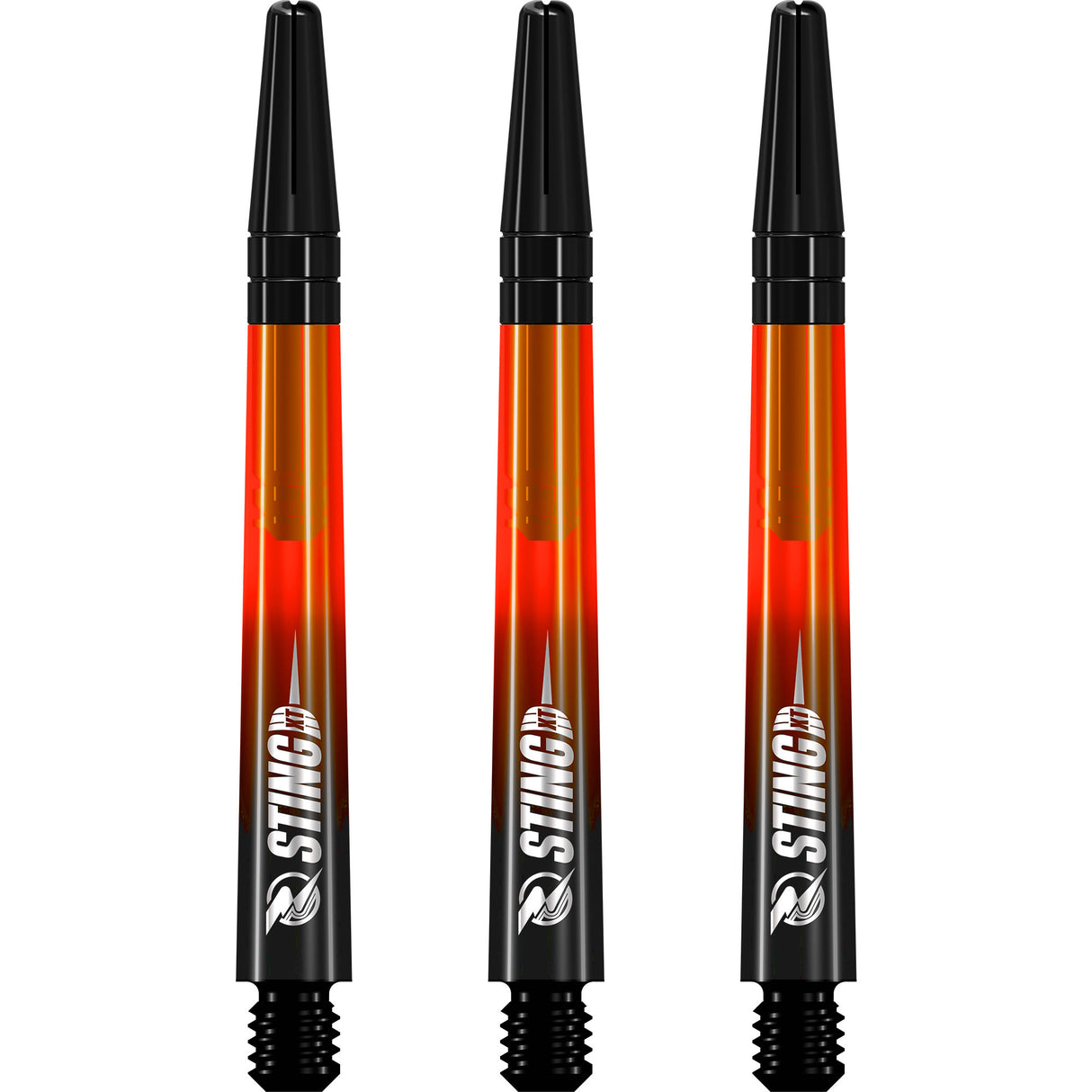 Ruthless Sting XT Dart Shafts - Polycarbonate - Gradient Black & Orange - Black Top