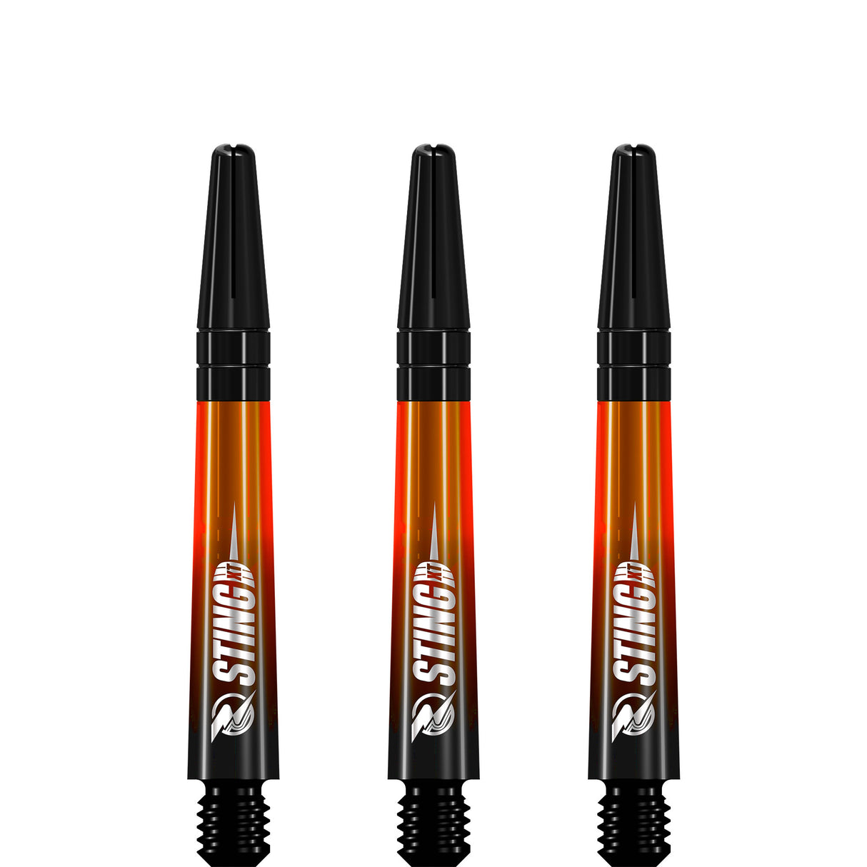 Ruthless Sting XT Dart Shafts - Polycarbonate - Gradient Black & Orange - Black Top