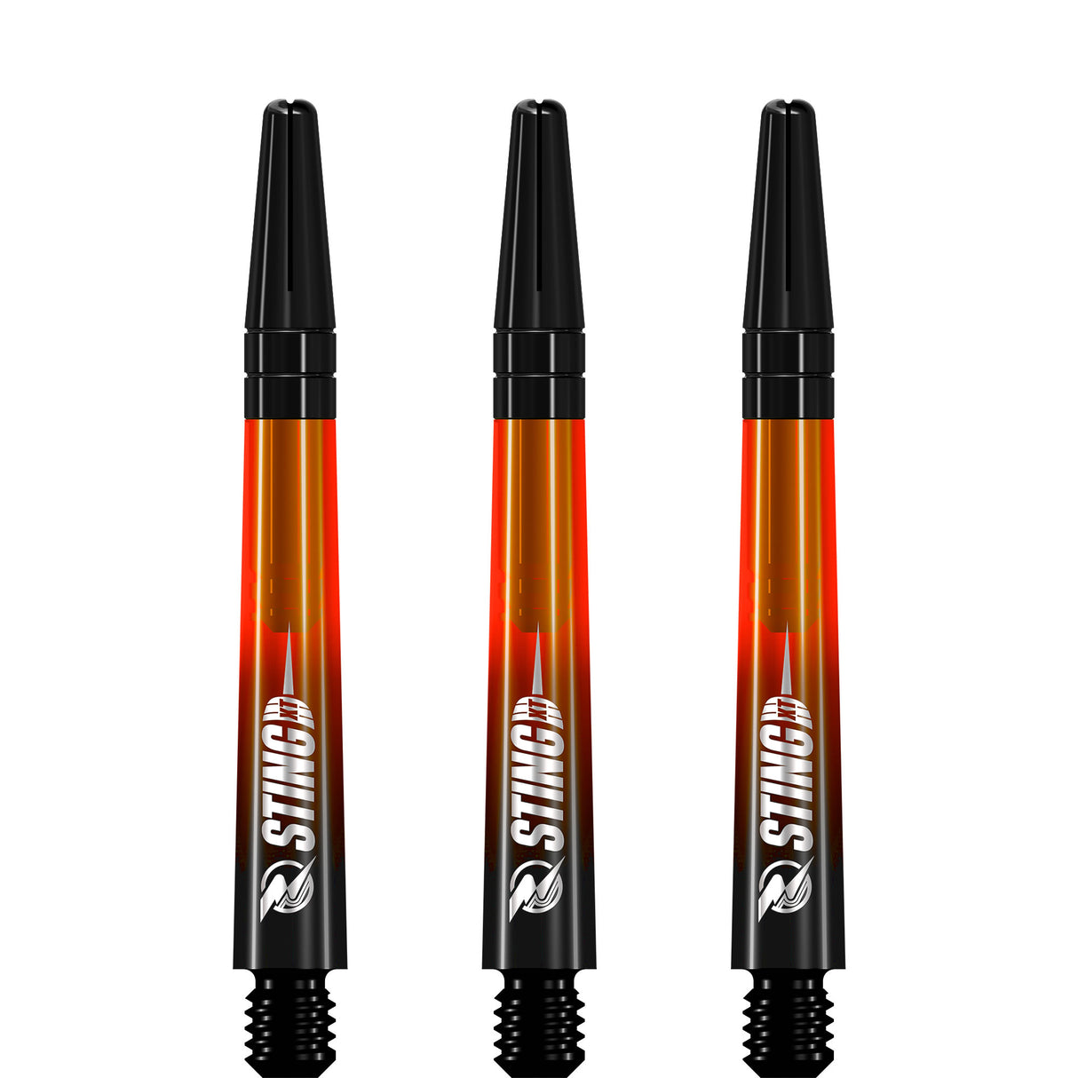 Ruthless Sting XT Dart Shafts - Polycarbonate - Gradient Black & Orange - Black Top