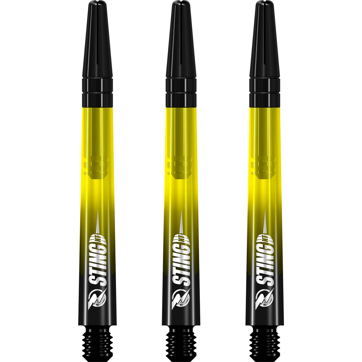 Ruthless Sting XT Dart Shafts - Polycarbonate - Gradient Black & Yellow - Black Top