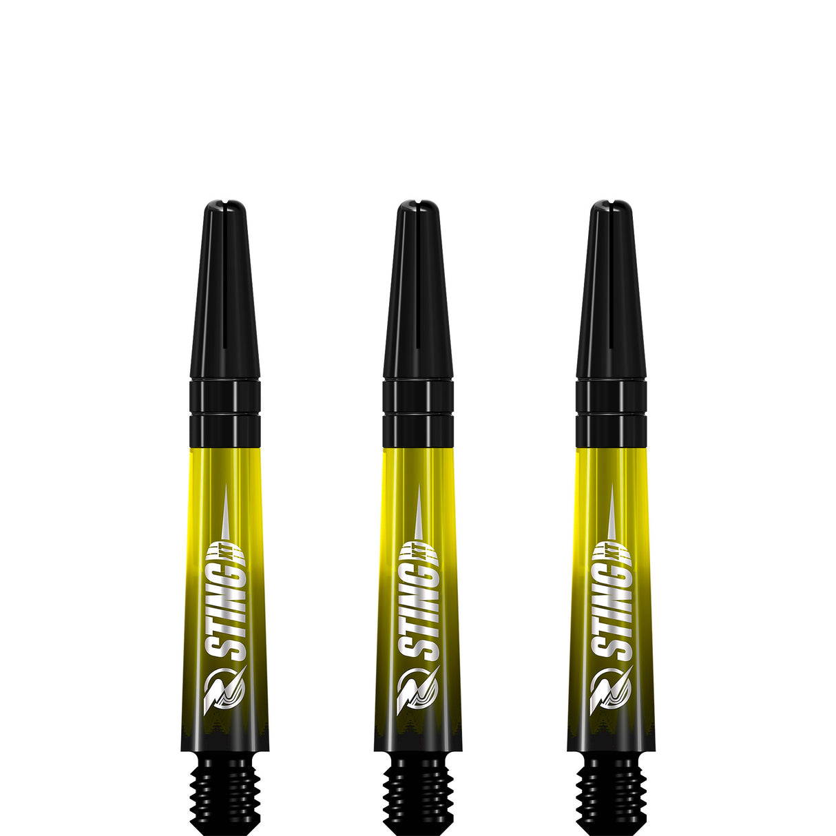 Ruthless Sting XT Dart Shafts - Polycarbonate - Gradient Black & Yellow - Black Top