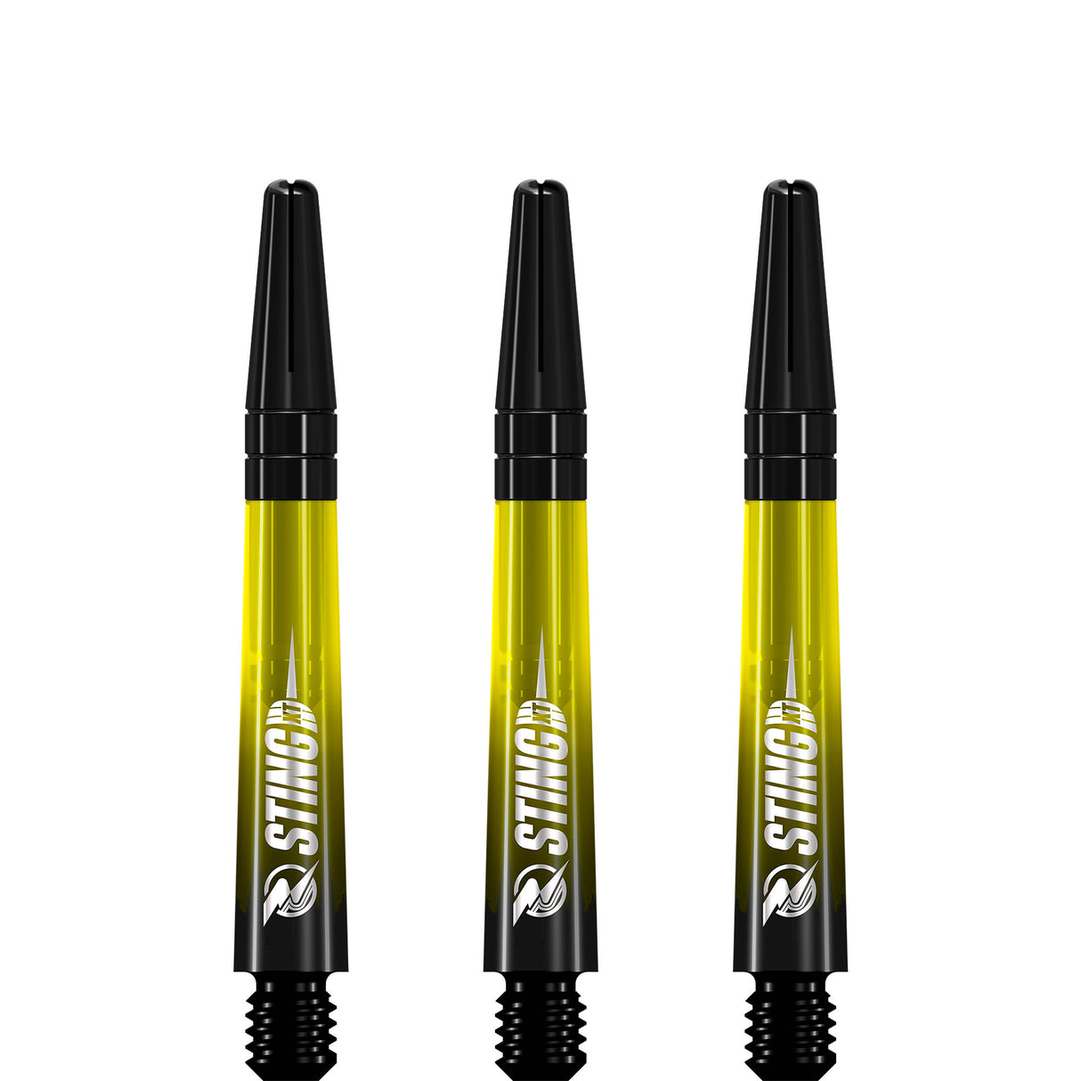 Ruthless Sting XT Dart Shafts - Polycarbonate - Gradient Black & Yellow - Black Top
