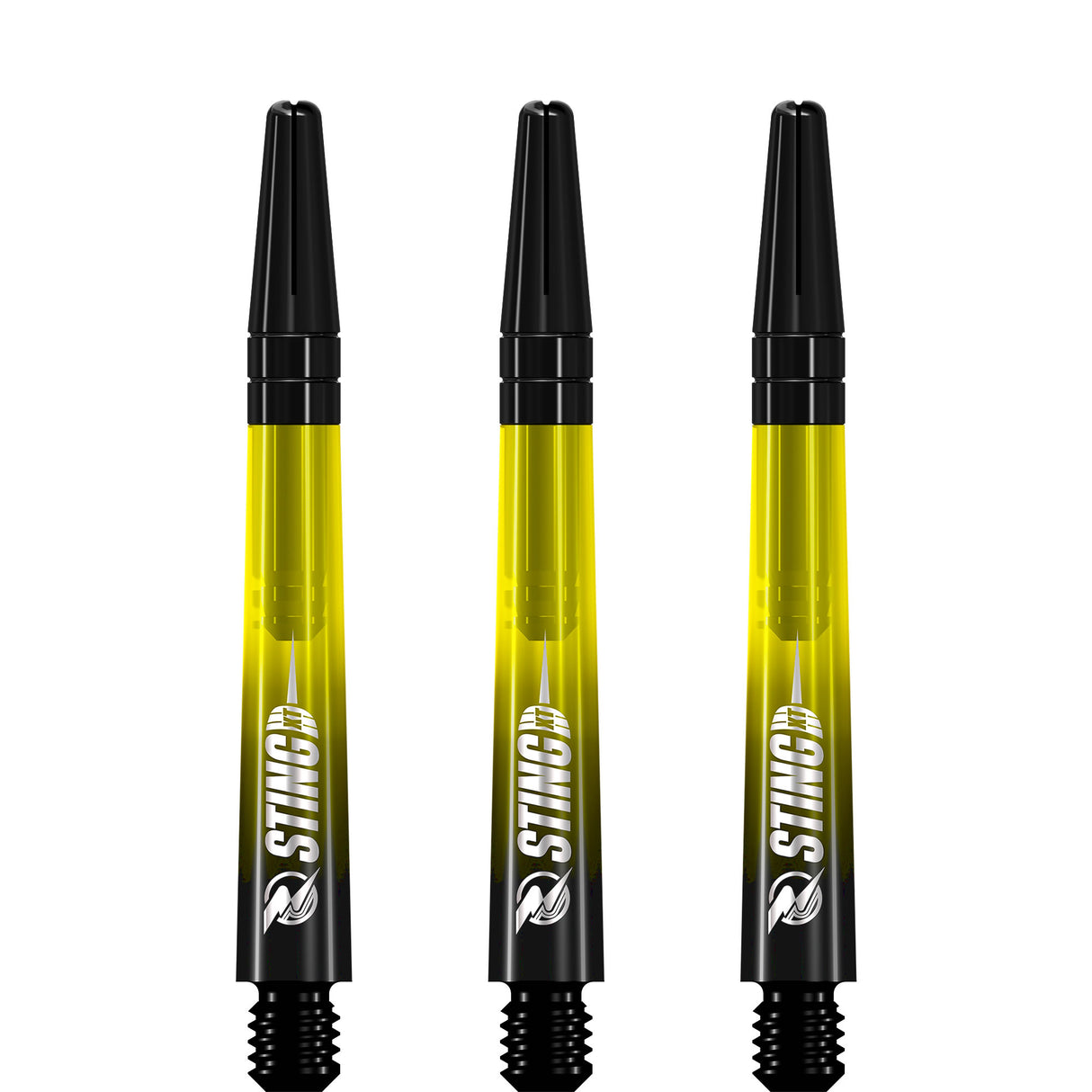 Ruthless Sting XT Dart Shafts - Polycarbonate - Gradient Black & Yellow - Black Top