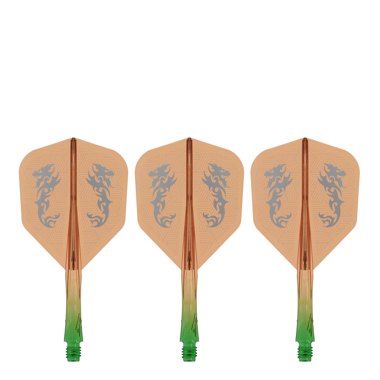 Caliburn SUP Flights - Moulded Shaft and Flight -  Standard No6 - Dragon - Green & Orange