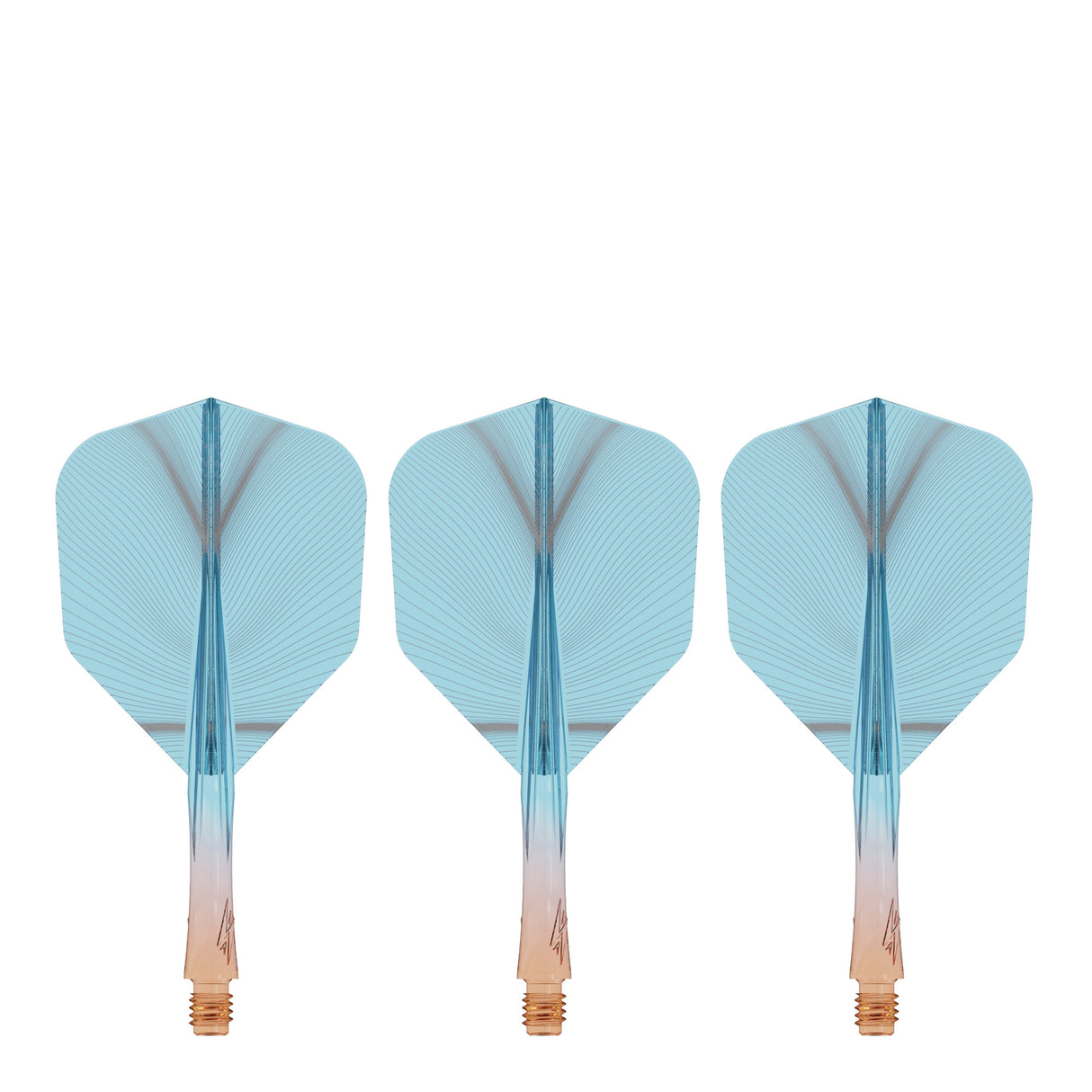 Caliburn SUP Flights - Moulded Shaft and Flight -  Standard No6 - Feather - Orange & Blue
