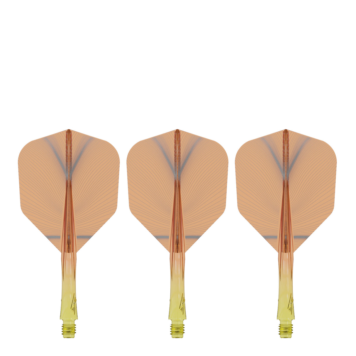 Caliburn SUP Flights - Moulded Shaft and Flight -  Standard No6 - Feather - Yellow & Orange