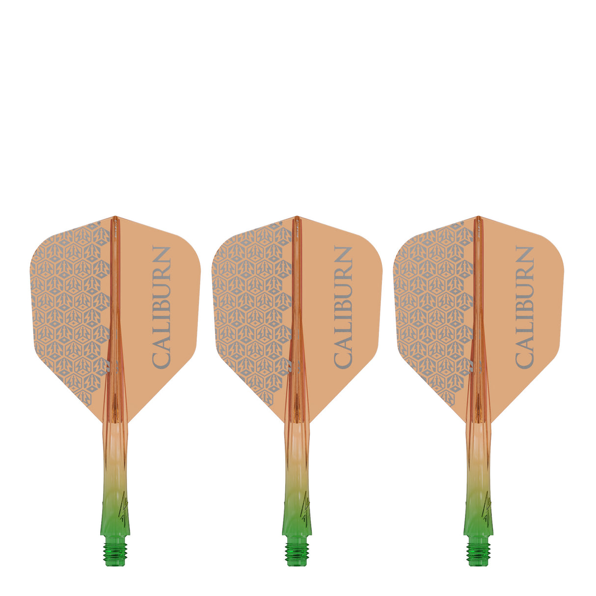 Caliburn SUP Flights - Moulded Shaft and Flight -  Standard No6 - Logo - Green & Orange