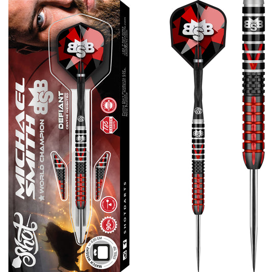 Shot Michael Smith Darts - Steel Tip Tungsten - Centre Weighted - Bully Boy - Defiant