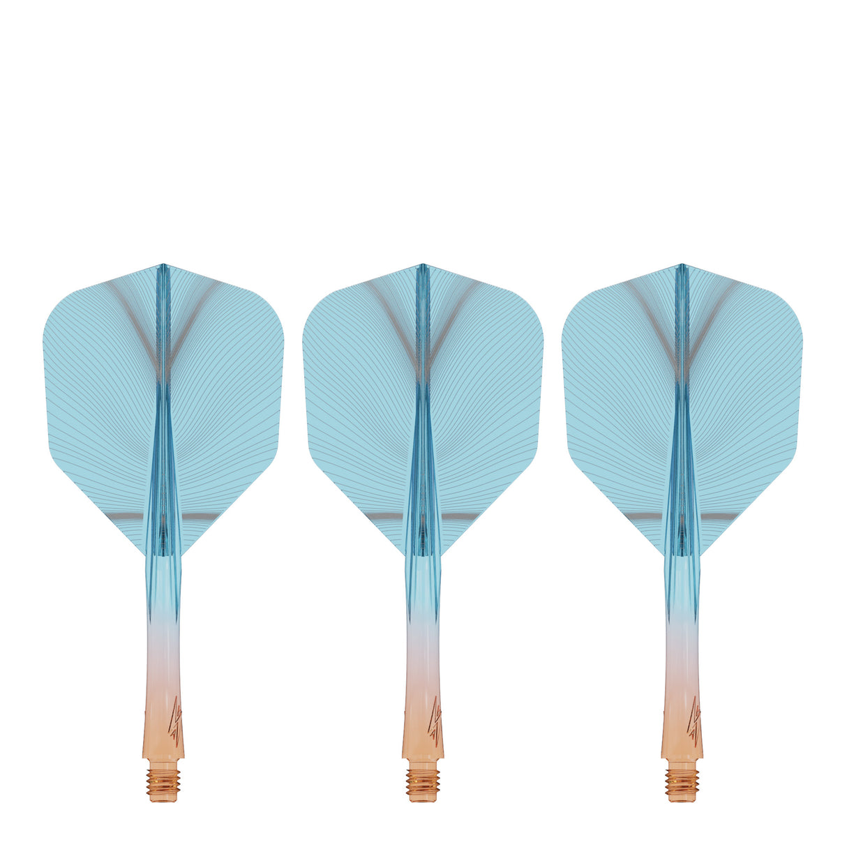 Caliburn SUP Flights - Moulded Shaft and Flight -  Standard No6 - Feather - Orange & Blue