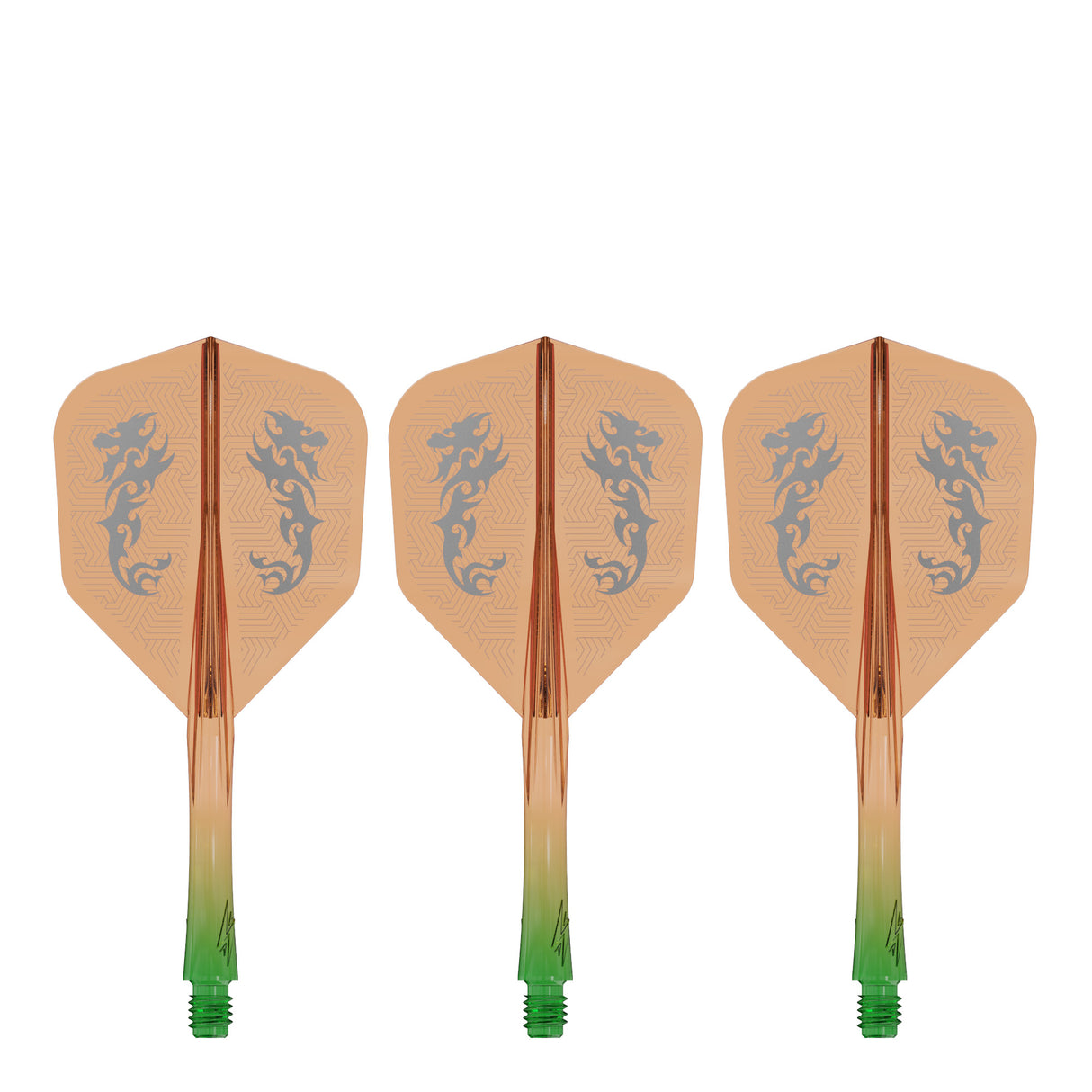 Caliburn SUP Flights - Moulded Shaft and Flight -  Standard No6 - Dragon - Green & Orange