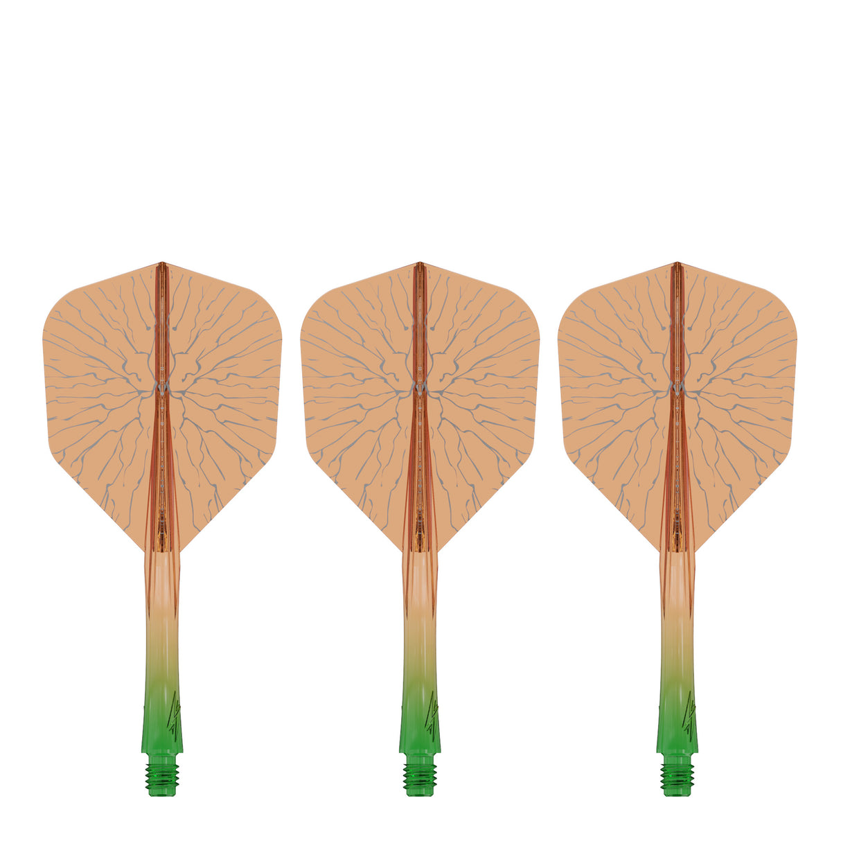 Caliburn SUP Flights - Moulded Shaft and Flight -  Standard No6 - Crack - Green & Orange