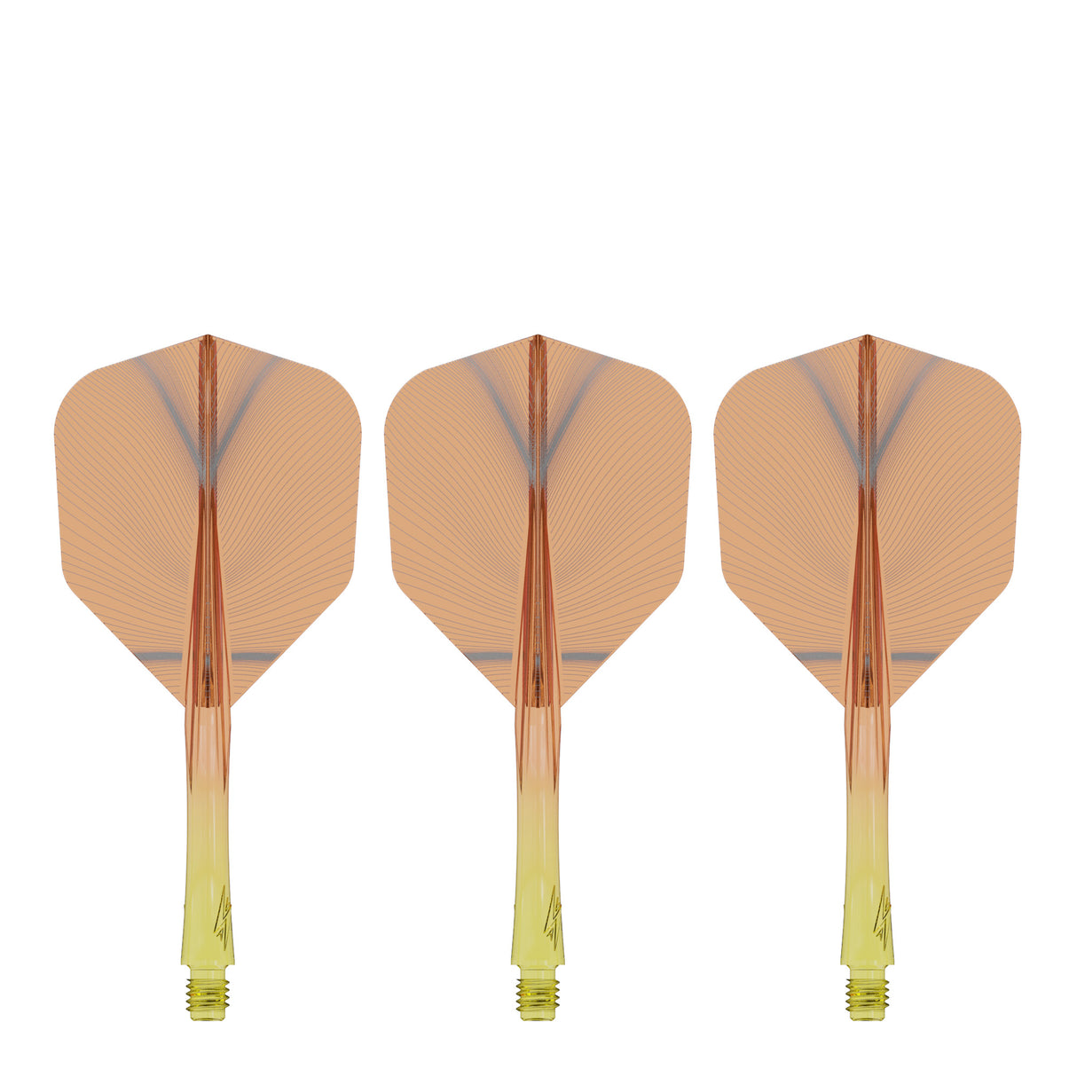 Caliburn SUP Flights - Moulded Shaft and Flight -  Standard No6 - Feather - Yellow & Orange