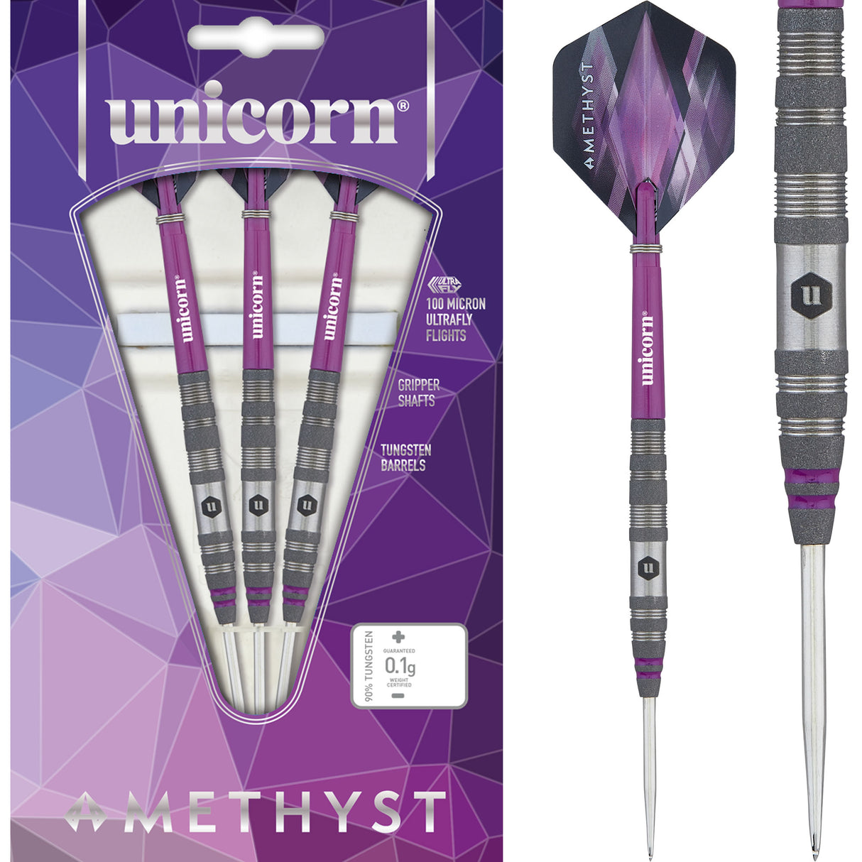 Unicorn Amethyst Darts - Steel Tip - Utech - Style 2 - Sandblasted