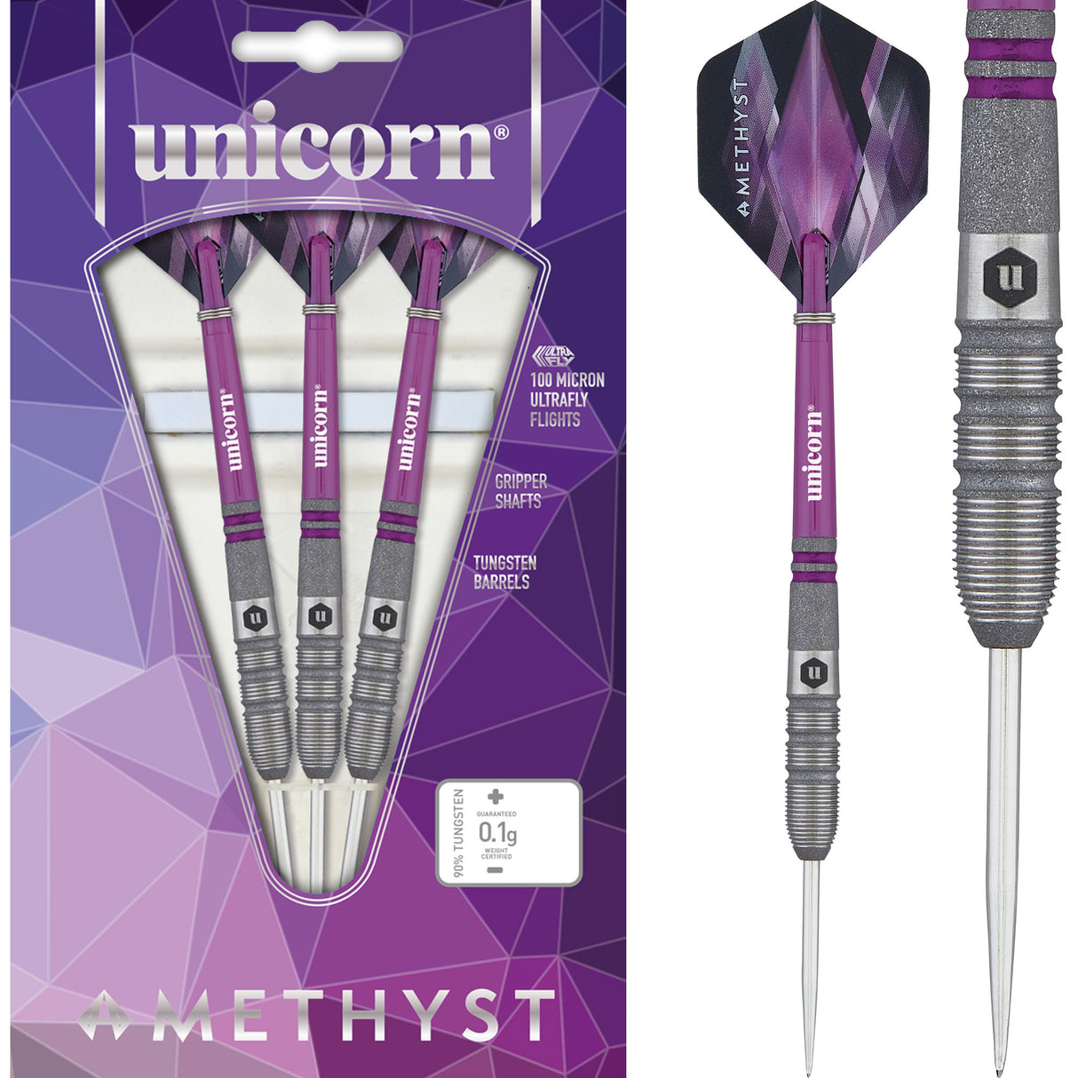 Unicorn Amethyst Darts - Steel Tip - Utech - Style 3 - Sandblasted