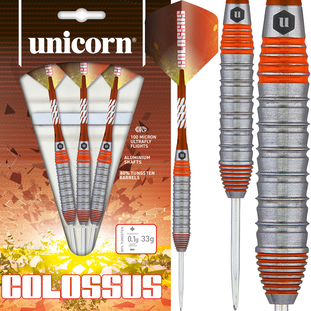 Unicorn Colossus Darts - Steel Tip - Heavyweight - Ringed